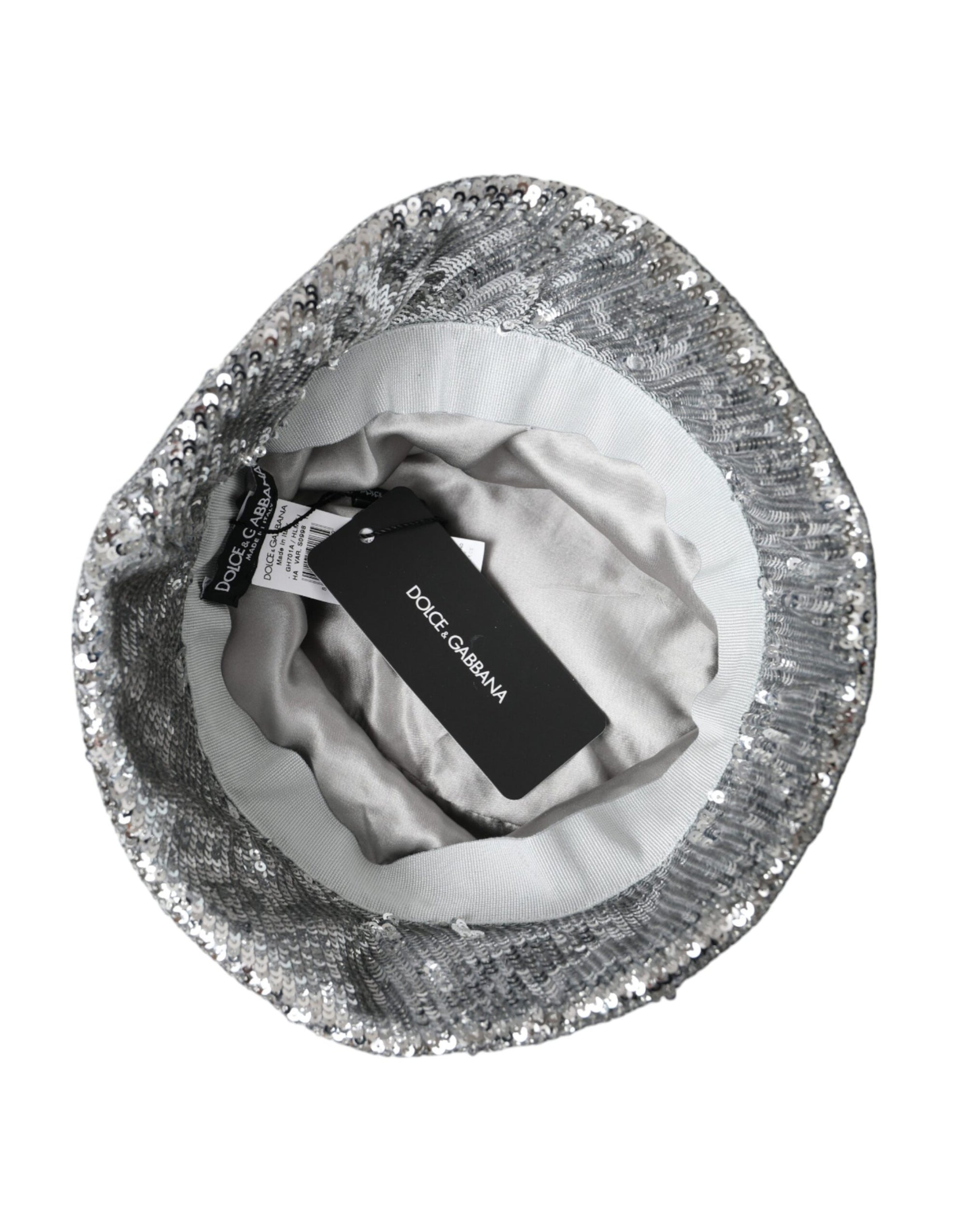 Dolce & Gabbana Silver Sequined Nylon Bucket Hat Men - Maison Luxe