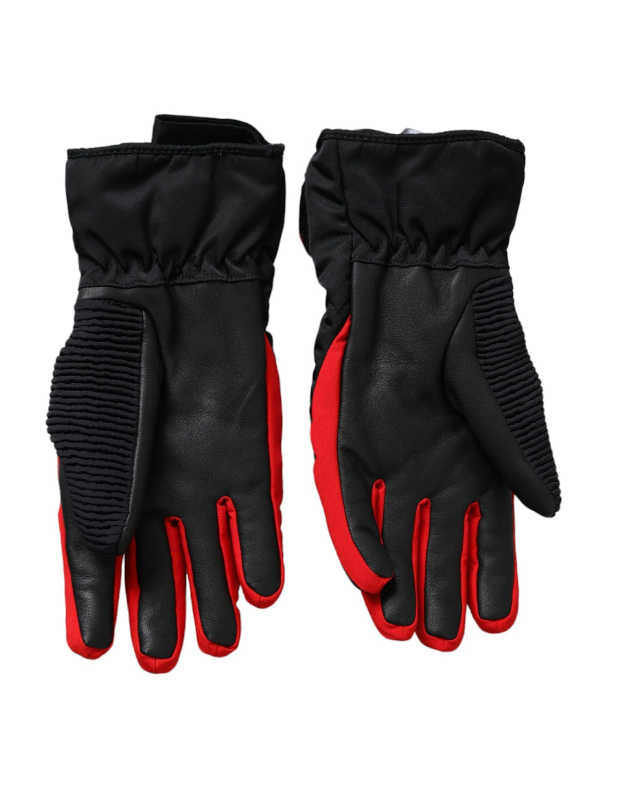 Dolce & Gabbana Black Red Nylon Wrist Length Gloves - Maison Luxe