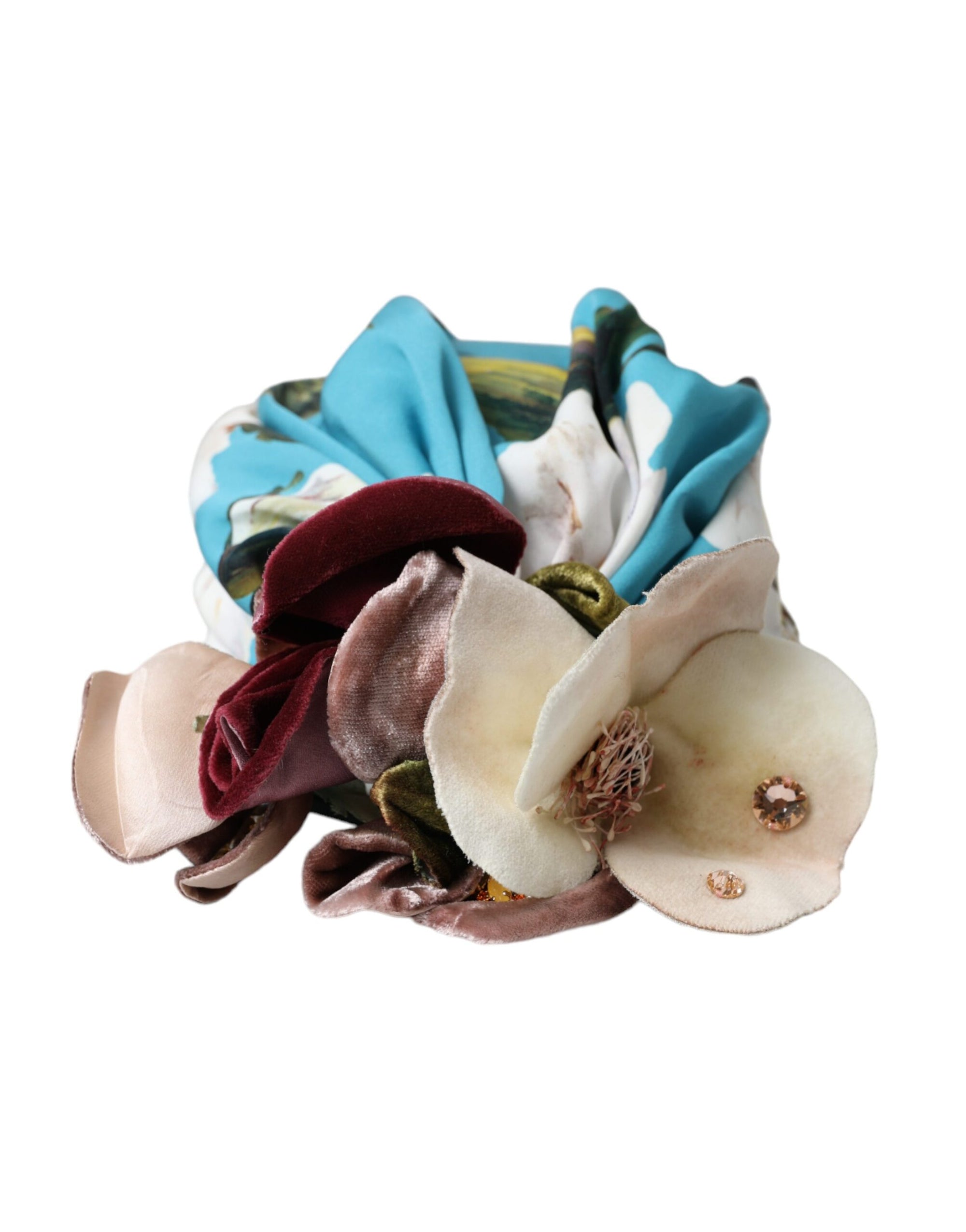 Dolce & Gabbana Blue Floral Motif Turban Head Hat Women - Maison Luxe
