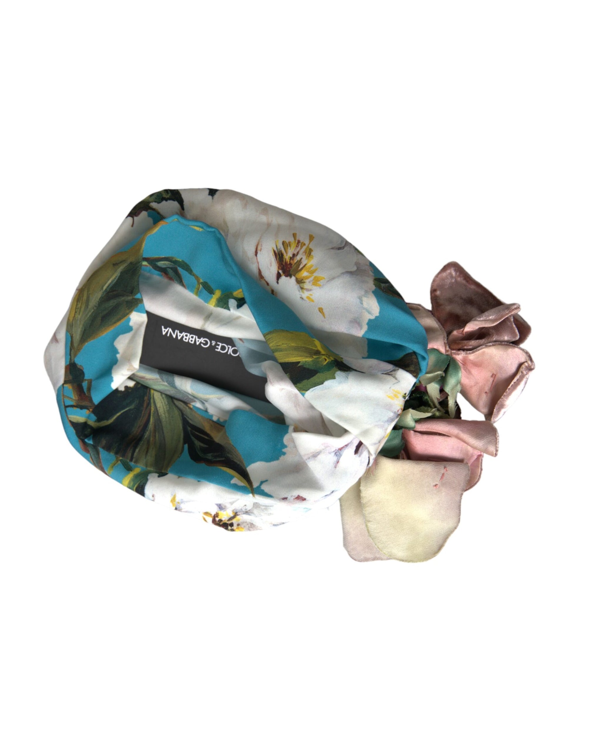 Dolce & Gabbana Blue Floral Motif Turban Head Hat Women - Maison Luxe