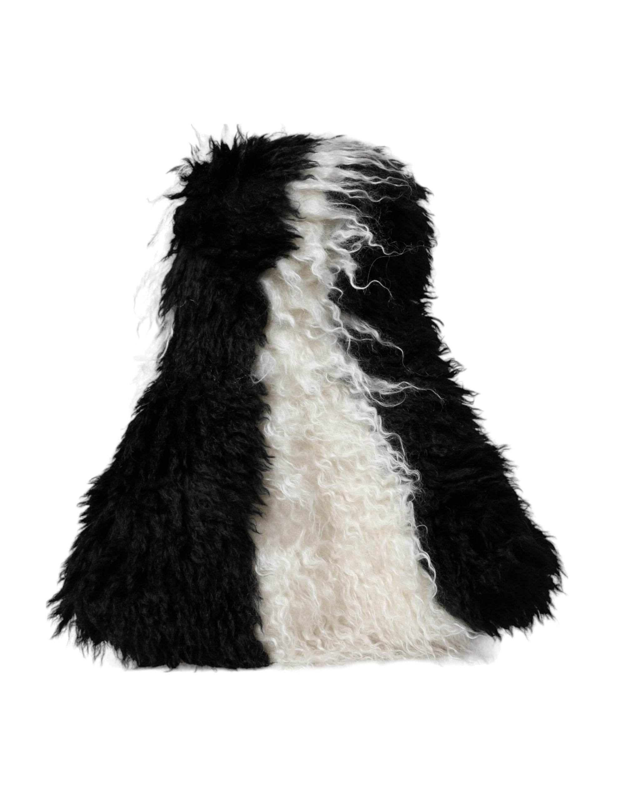 Dolce & Gabbana Black White Stripes Mohair Fur Bucket Hat - Maison Luxe