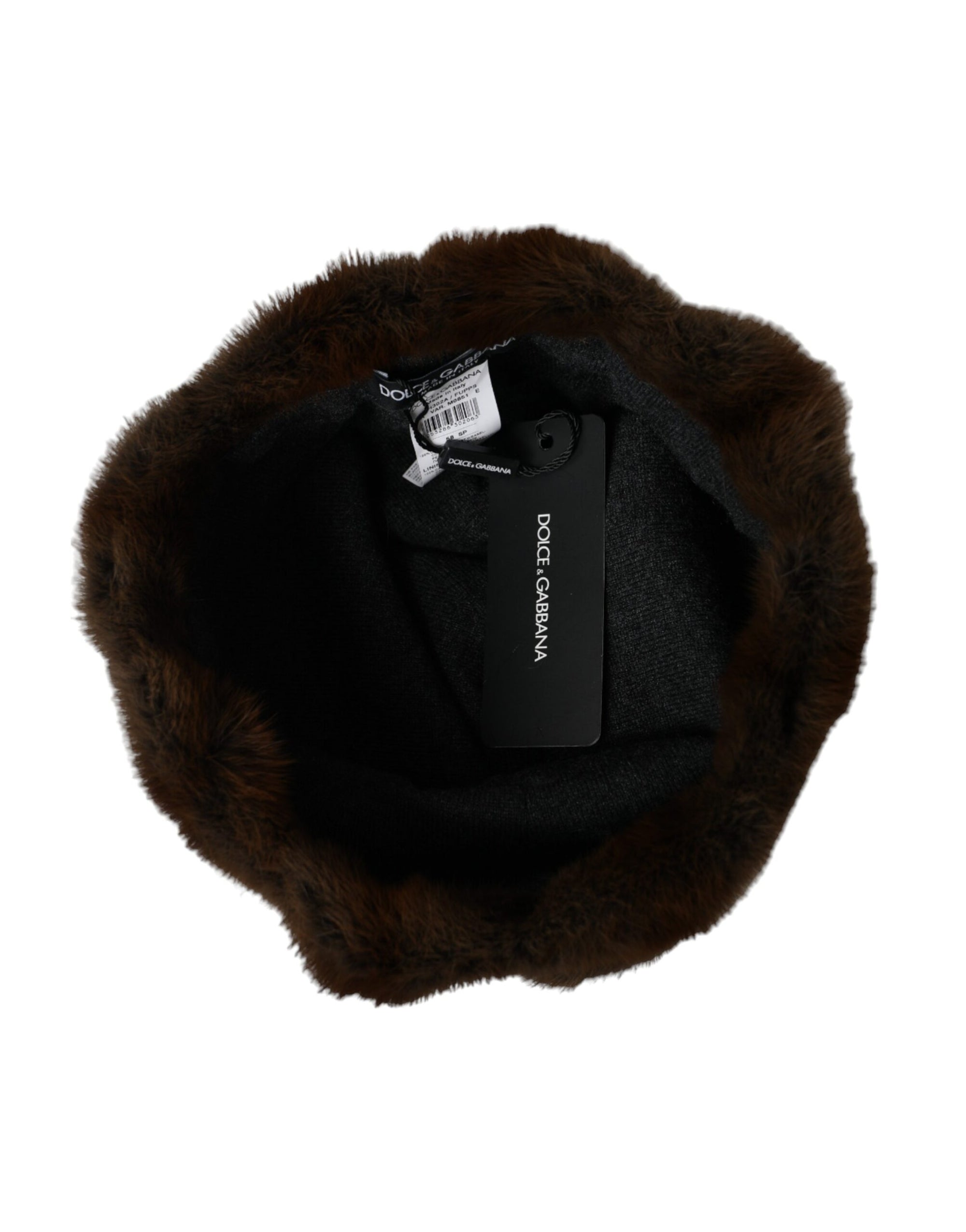Dolce & Gabbana Brown Weasel Fur Womens Cashmere Hat Beanie - Maison Luxe