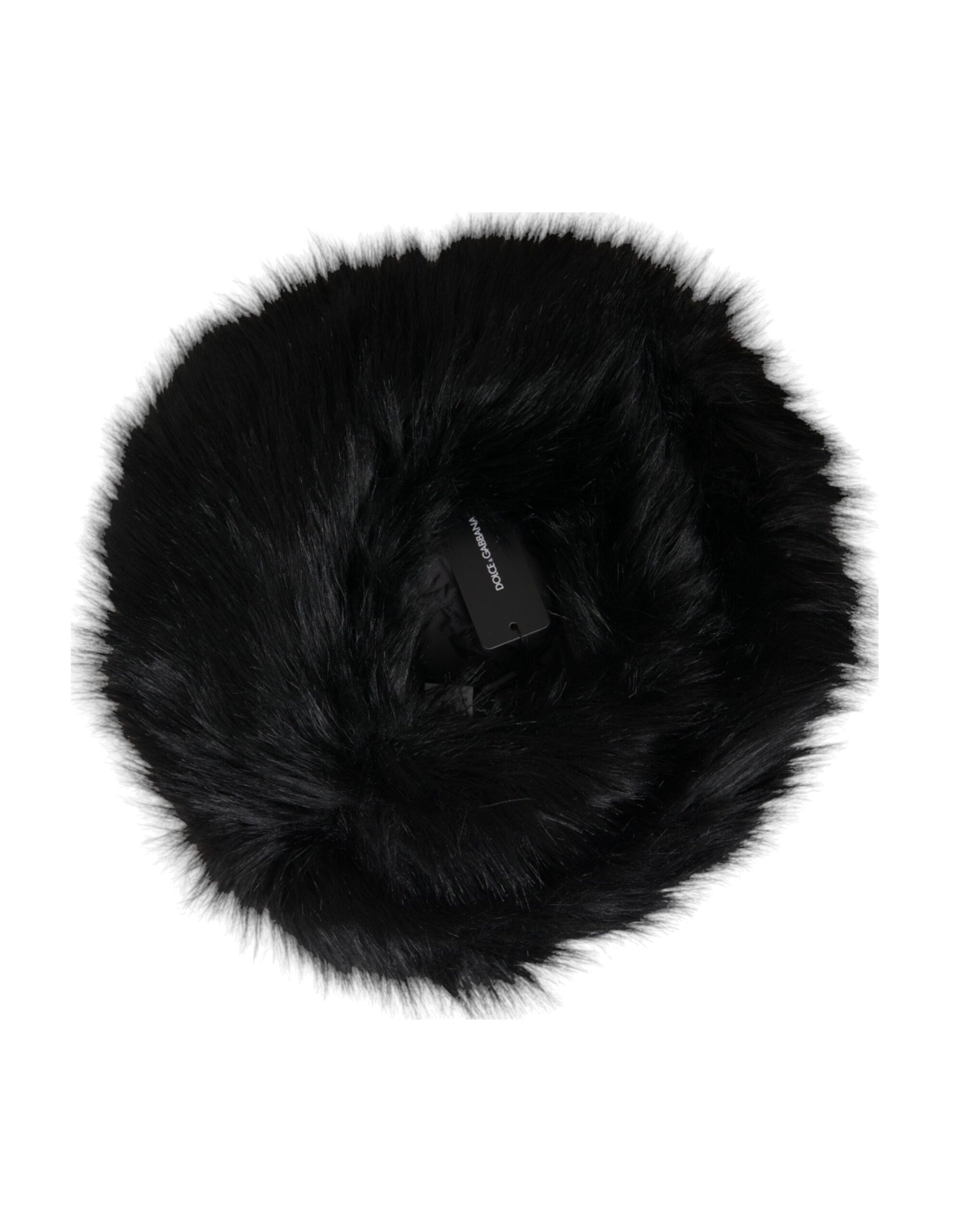 Dolce & Gabbana Black Faux Fur Womens Bucket Hat - Maison Luxe