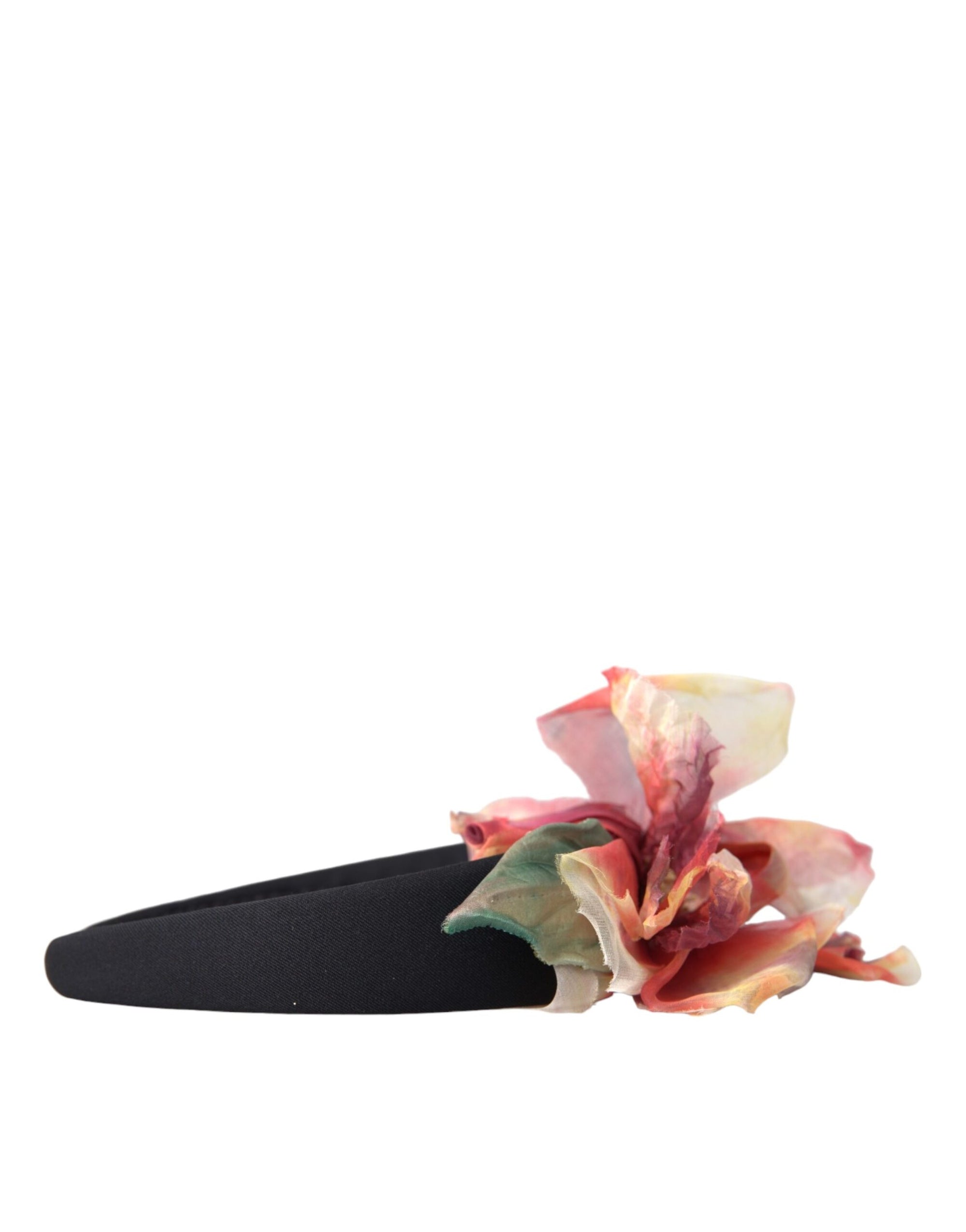 Dolce & Gabbana Rose Pink Silk Floral Black Tiara Women Hairband Diadem - Maison Luxe