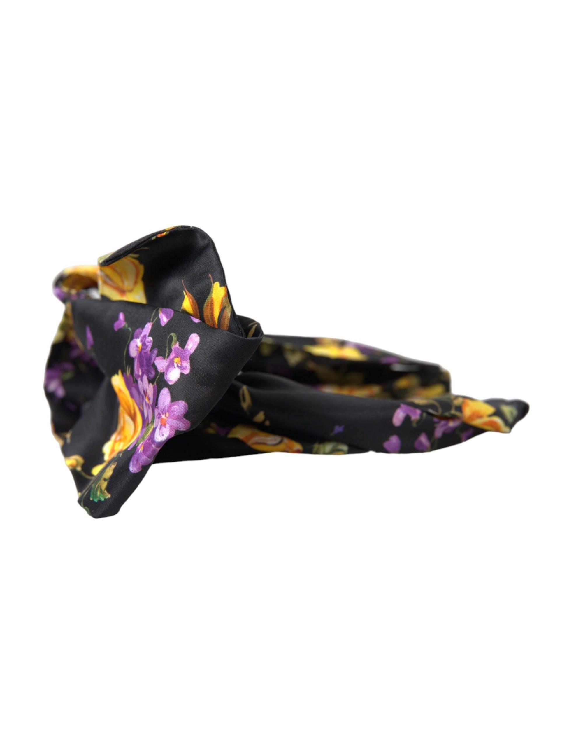 Dolce & Gabbana Black Floral Applique Silk Women Headband Diadem - Maison Luxe