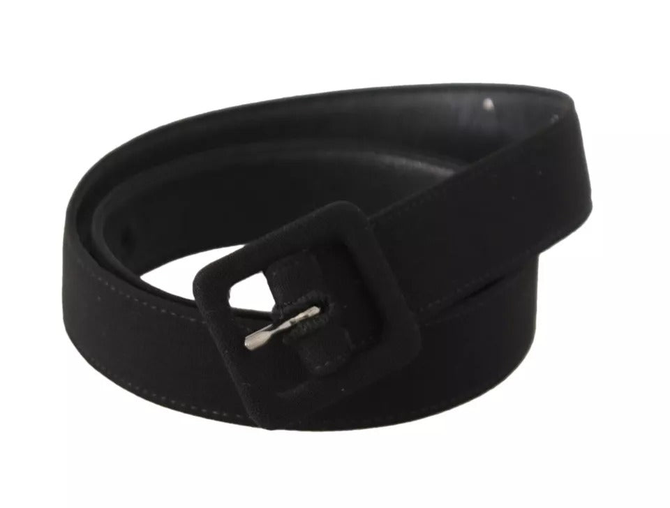 Dolce & Gabbana Black Velvet Leather Logo Waist Buckle Belt - Maison Luxe