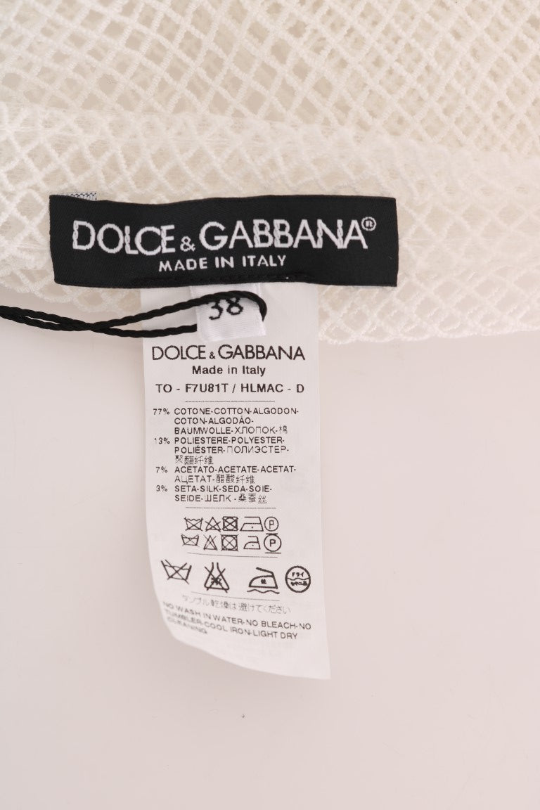 Dolce & Gabbana White Net Tank Transparent Top
