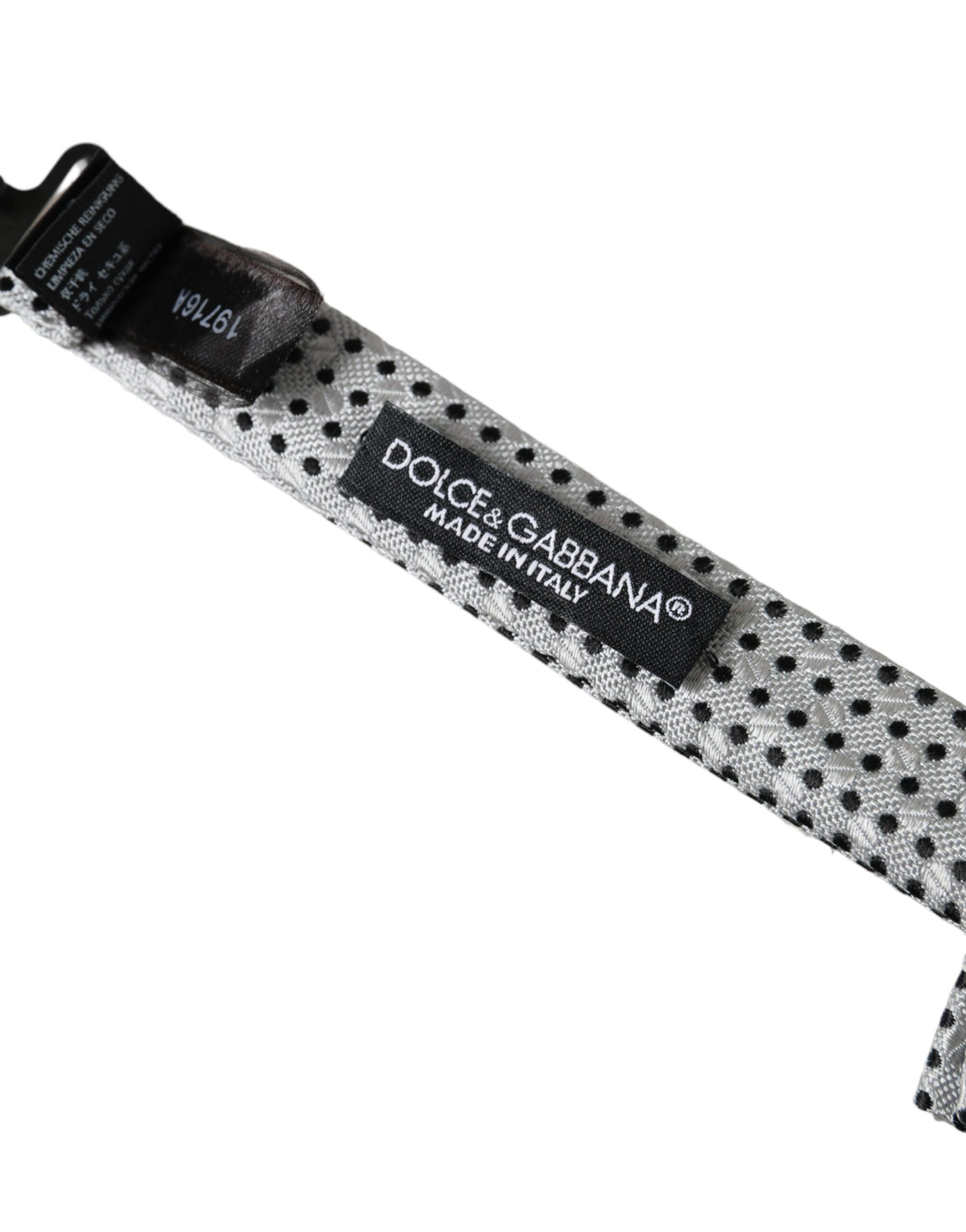 Dolce & Gabbana Gray Silk Polka Dot Adjustable Neck Men Papillon Bow Tie - Maison Luxe