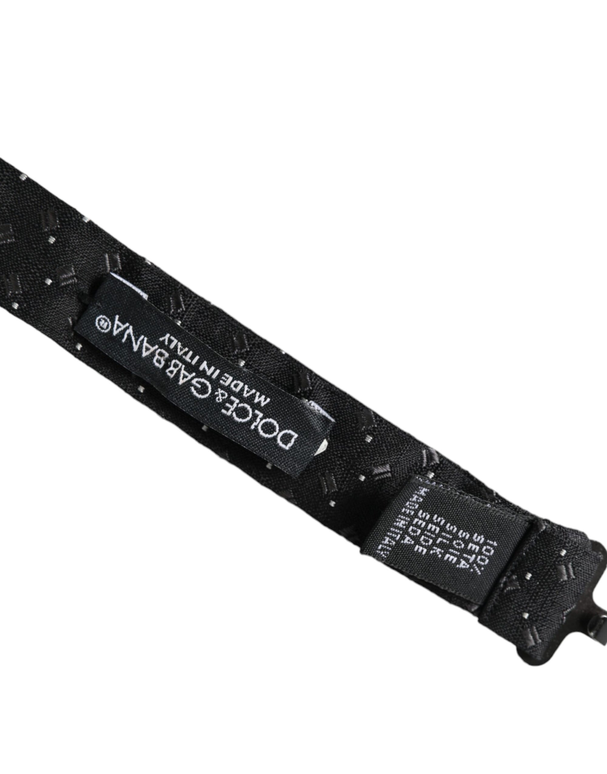 Dolce & Gabbana Black Silk Patterned Adjustable Neck Men Papillon Bow Tie - Maison Luxe