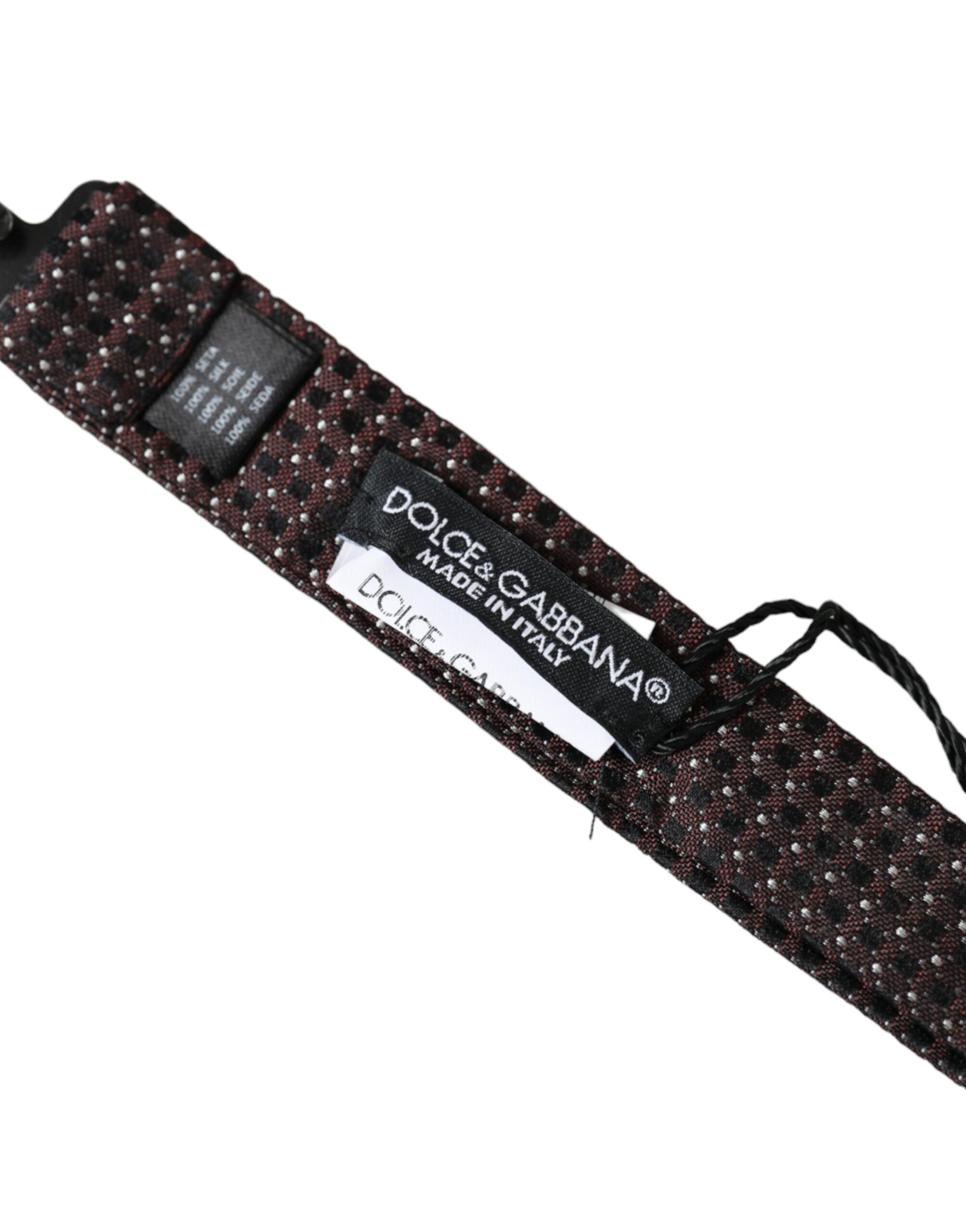 Dolce & Gabbana Brown Fantasy Silk Adjustable Neck Men Papillon Bow Tie - Maison Luxe