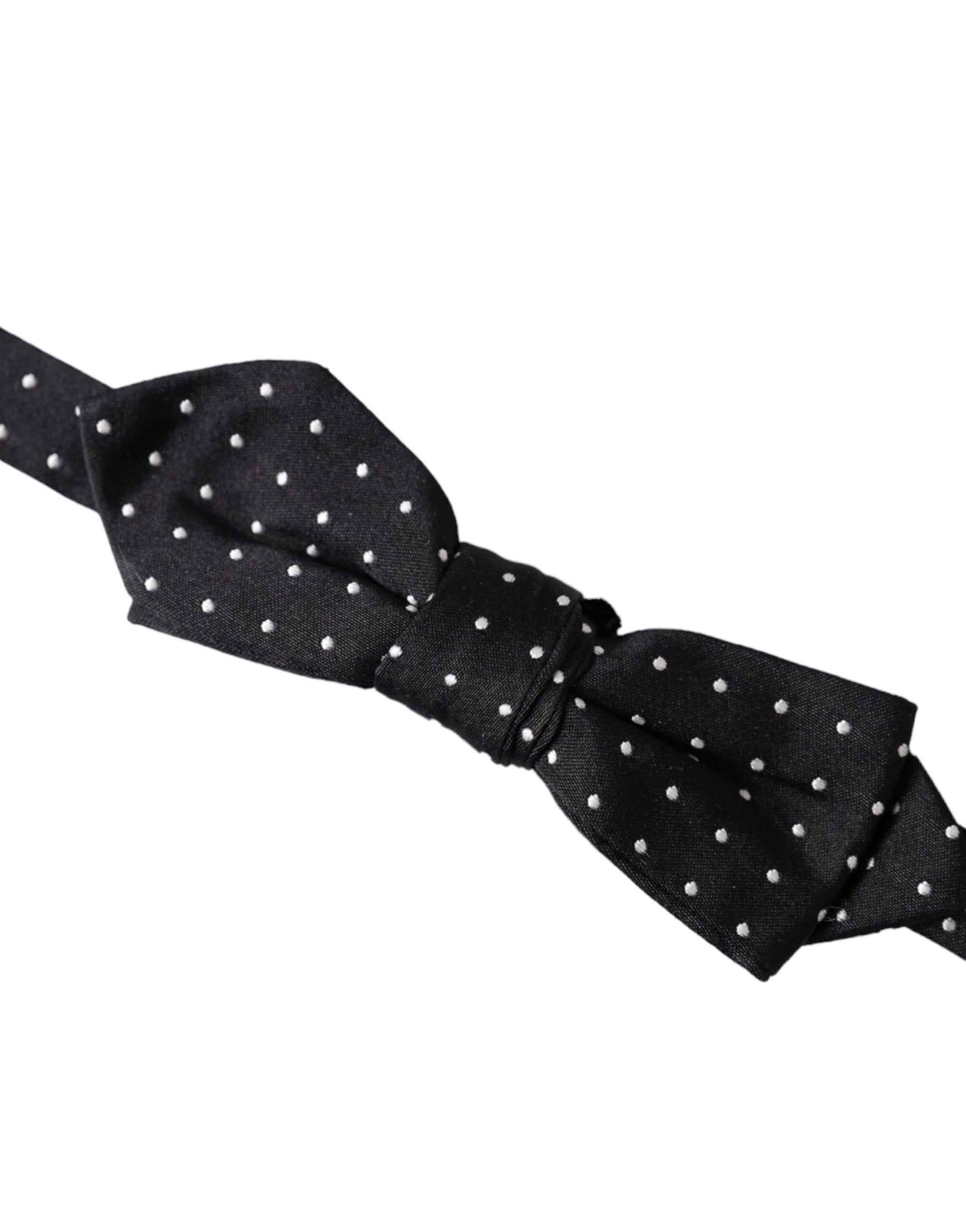 Dolce & Gabbana Black Silk Polka Dot Adjustable Neck Men Papillon Bow Tie - Maison Luxe