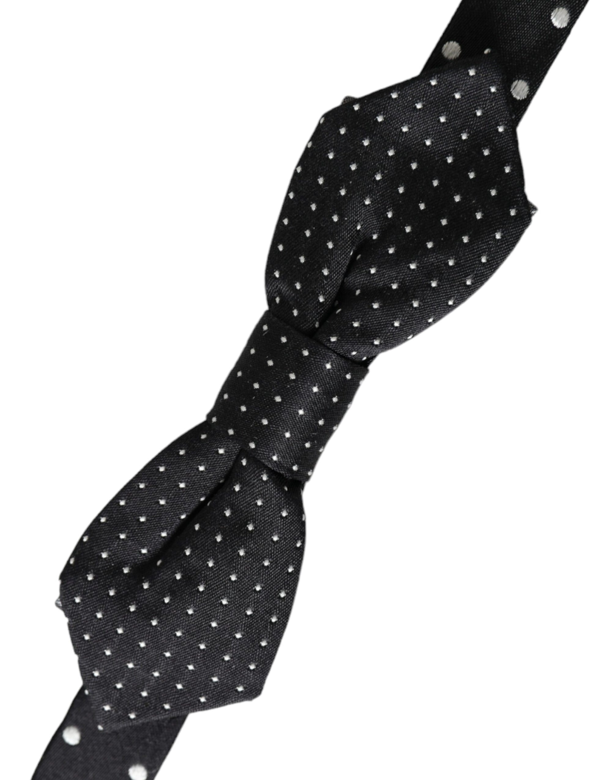 Dolce & Gabbana Black Silk Polka Dot Adjustable Neck Men Papillon Bow Tie - Maison Luxe