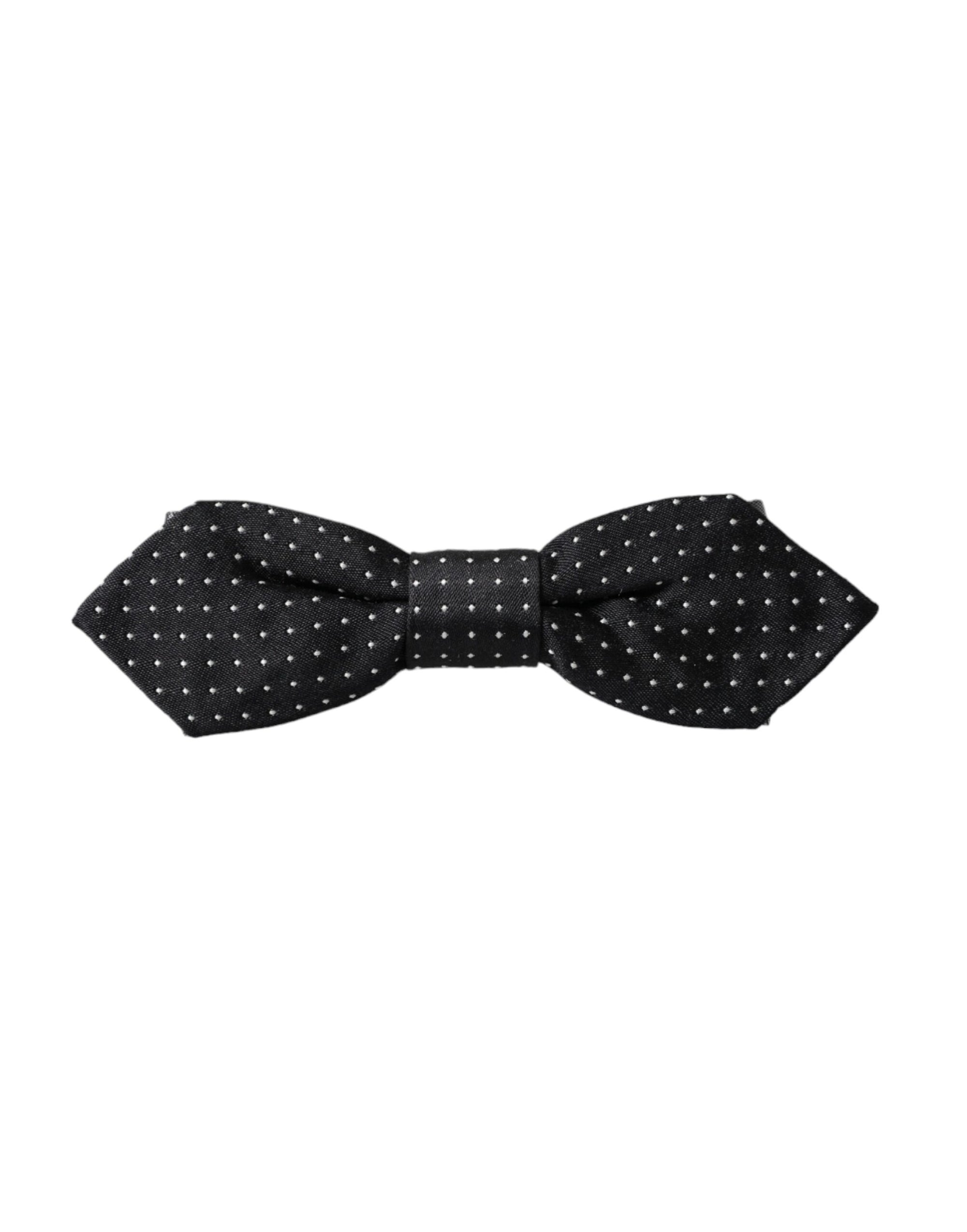 Dolce & Gabbana Black Silk Polka Dot Adjustable Neck Men Papillon Bow Tie - Maison Luxe