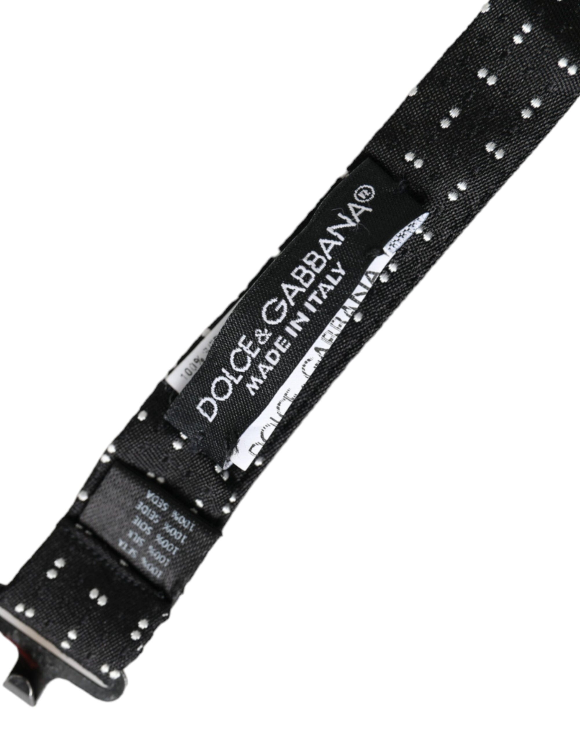 Dolce & Gabbana Black Silk Patterned Adjustable Neck Men Papillon Bow Tie - Maison Luxe