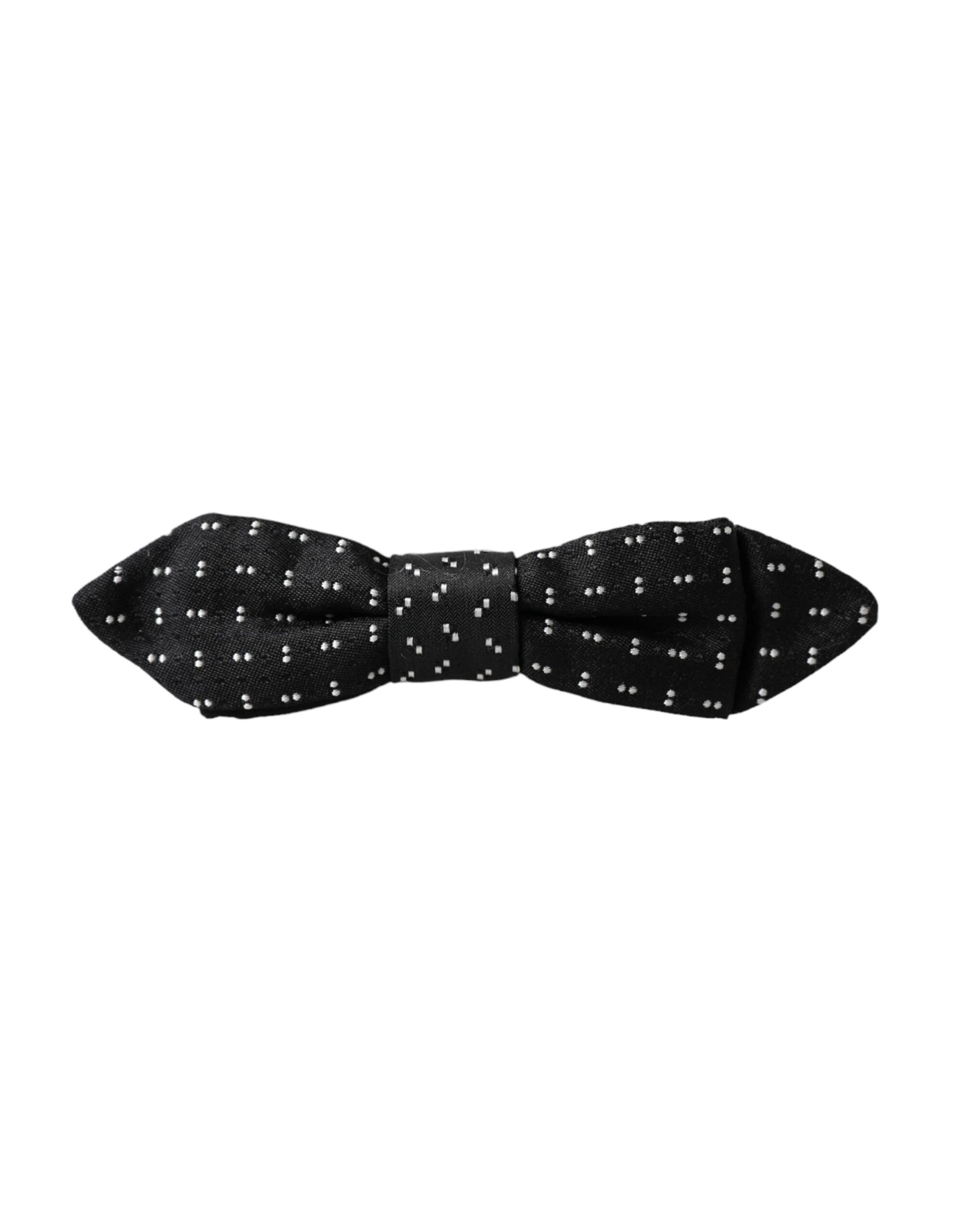 Dolce & Gabbana Black Silk Patterned Adjustable Neck Men Papillon Bow Tie - Maison Luxe