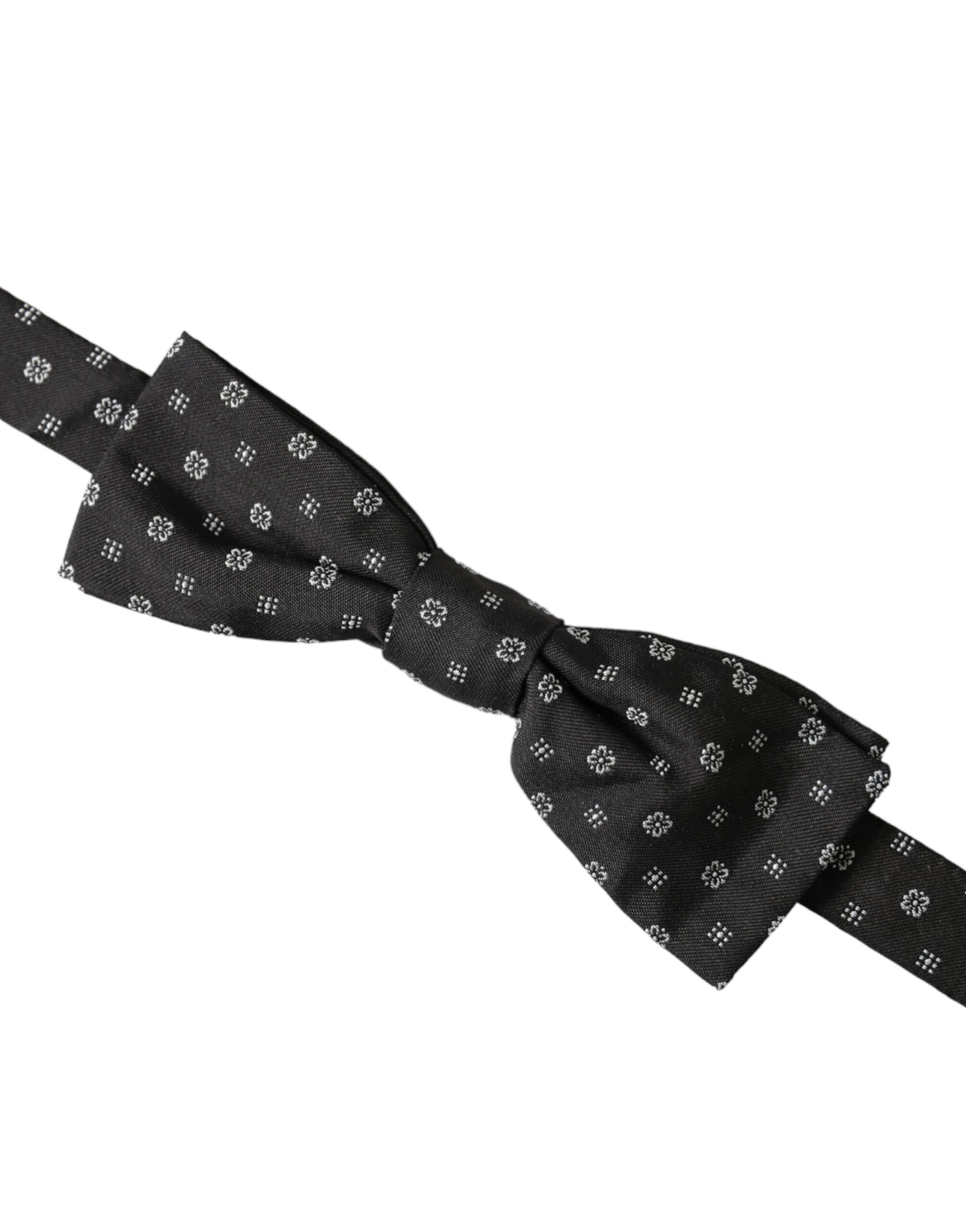 Dolce & Gabbana Black Silk Fantasy Adjustable Neck Men Papillon Bow Tie - Maison Luxe