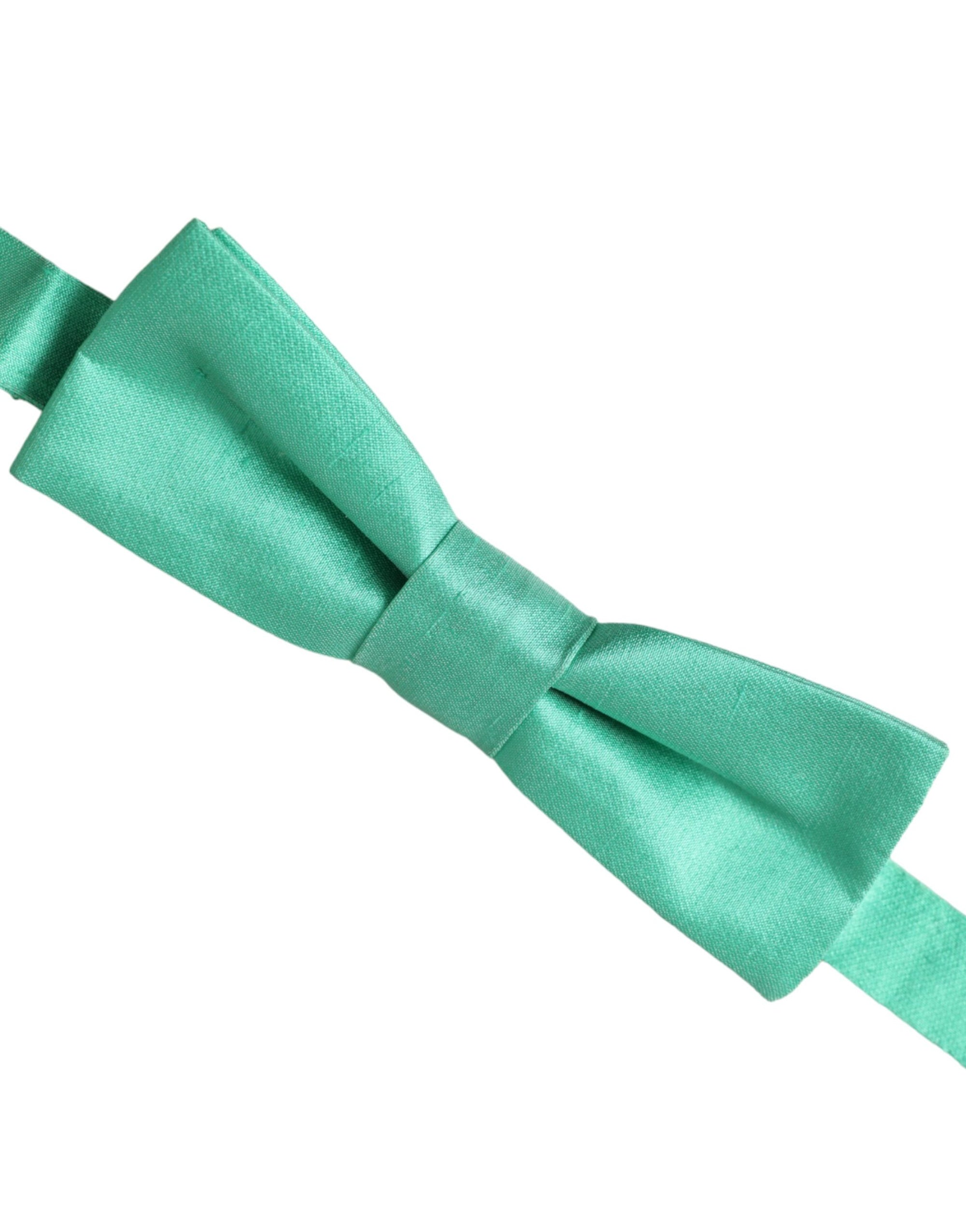 Dolce & Gabbana Mint Green Silk Adjustable Neck Men Bow Tie - Maison Luxe