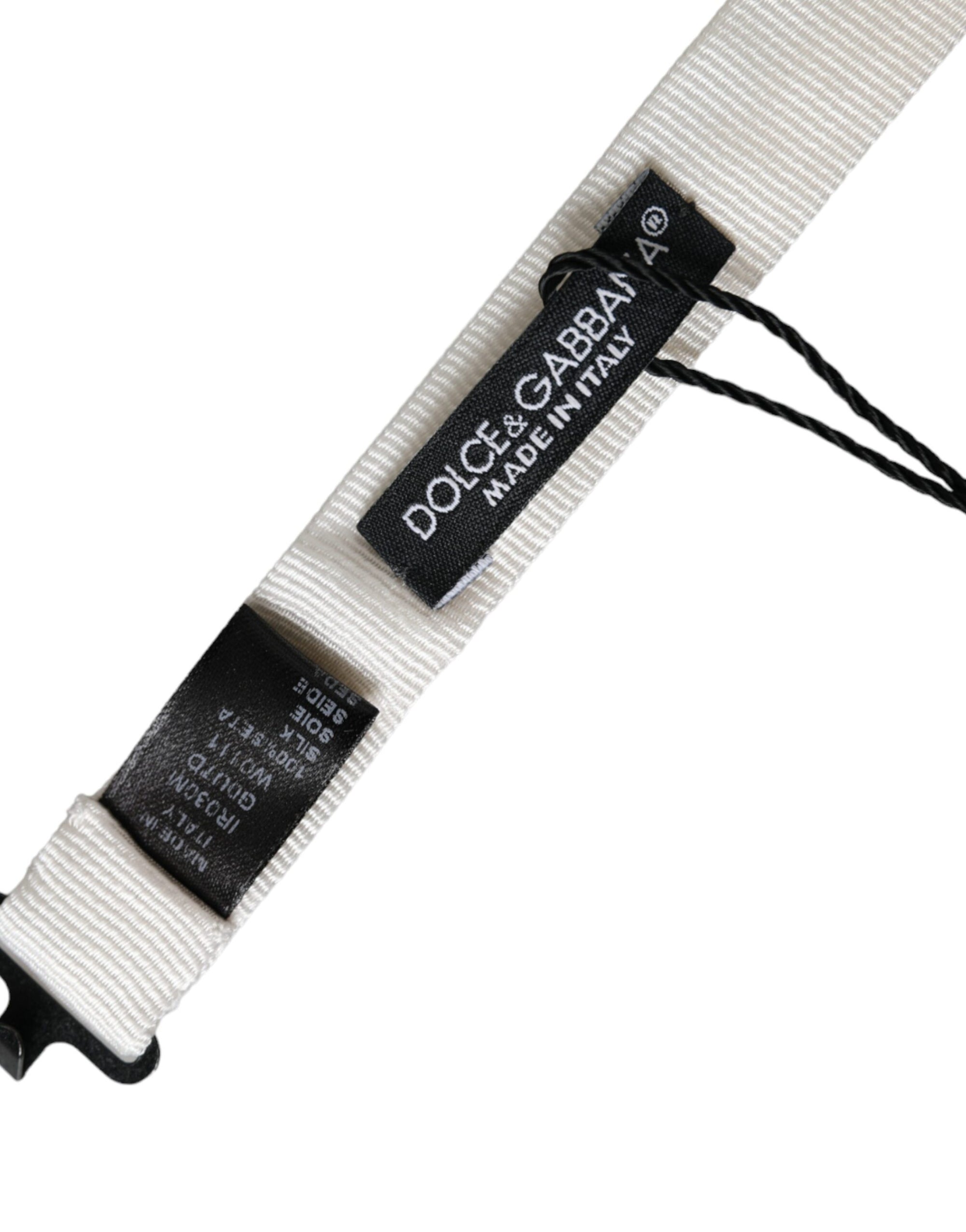 Dolce & Gabbana White Silk Adjustable Neck Men Papillon Bow Tie - Maison Luxe