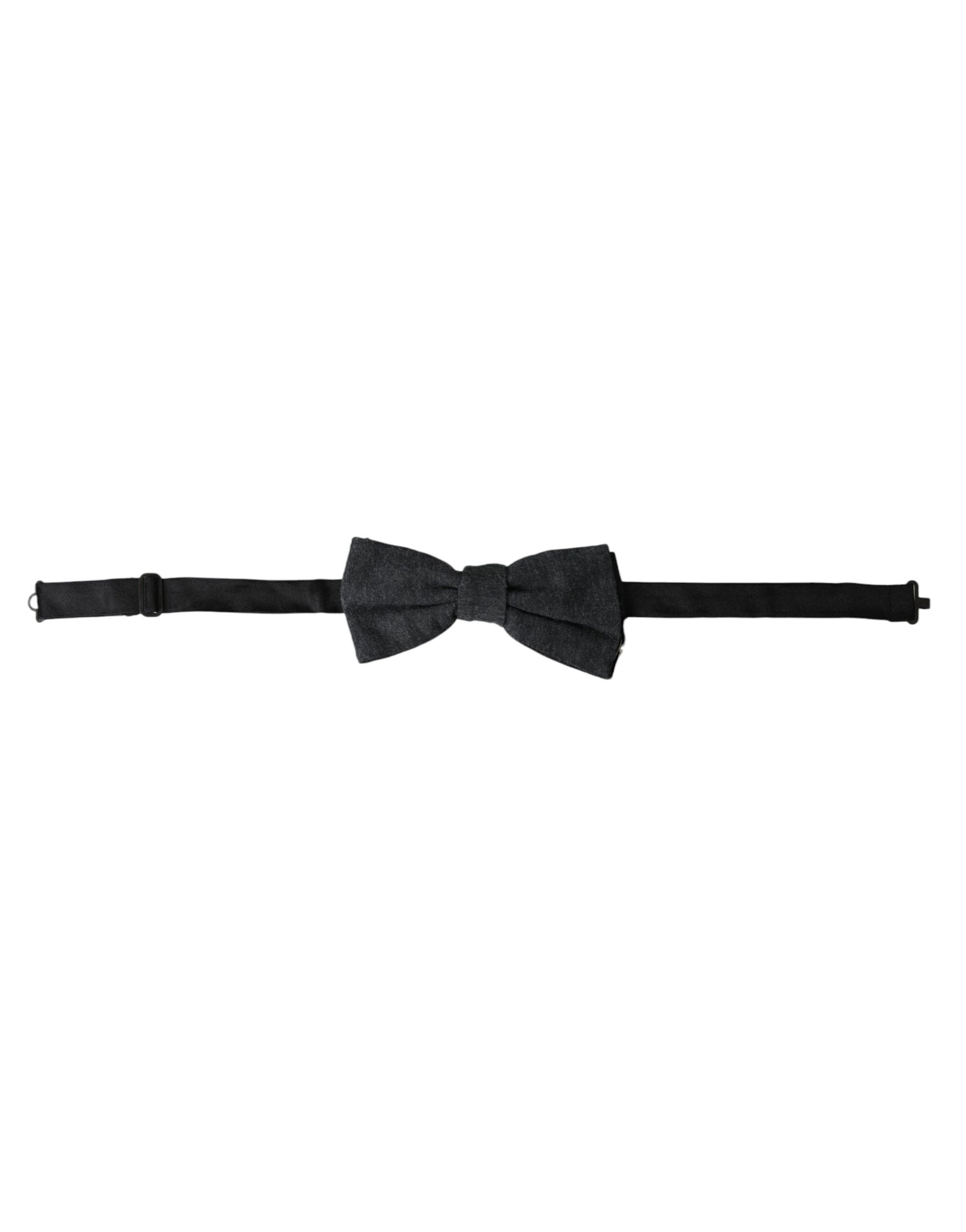 Dolce & Gabbana Dark Gray Silk Adjustable Neck Men Bow Tie - Maison Luxe