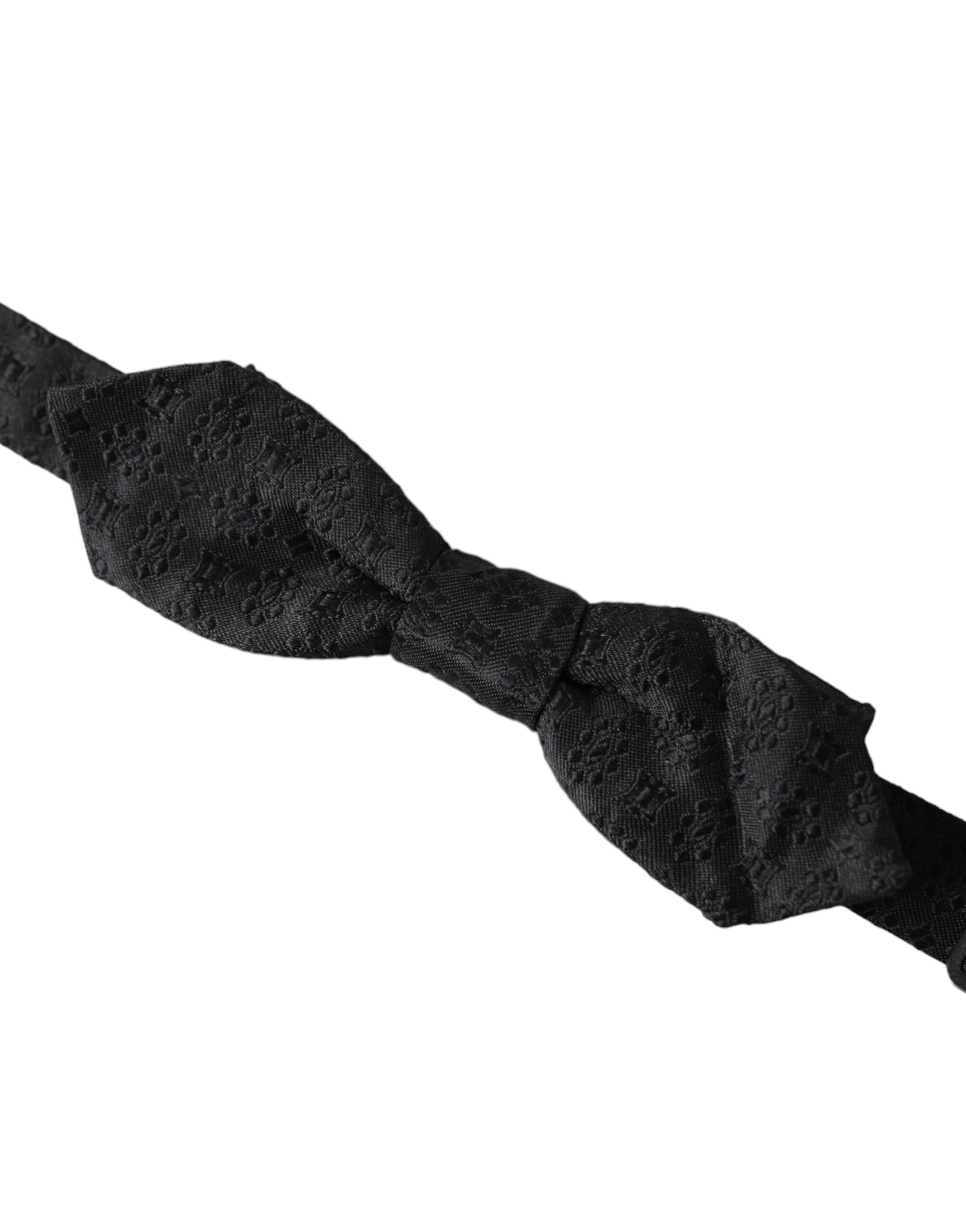 Dolce & Gabbana Black Silk Fantasy Adjustable Neck Men Bow Tie - Maison Luxe
