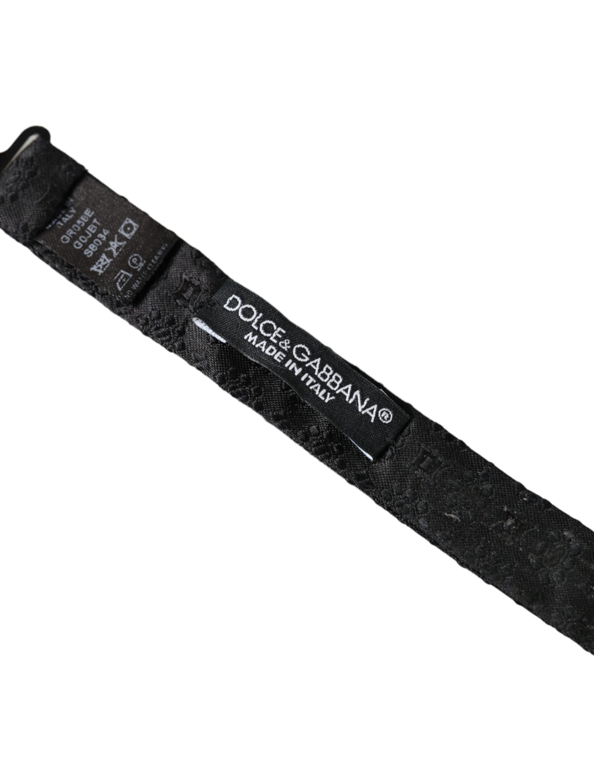 Dolce & Gabbana Black Silk Fantasy Adjustable Neck Men Bow Tie - Maison Luxe