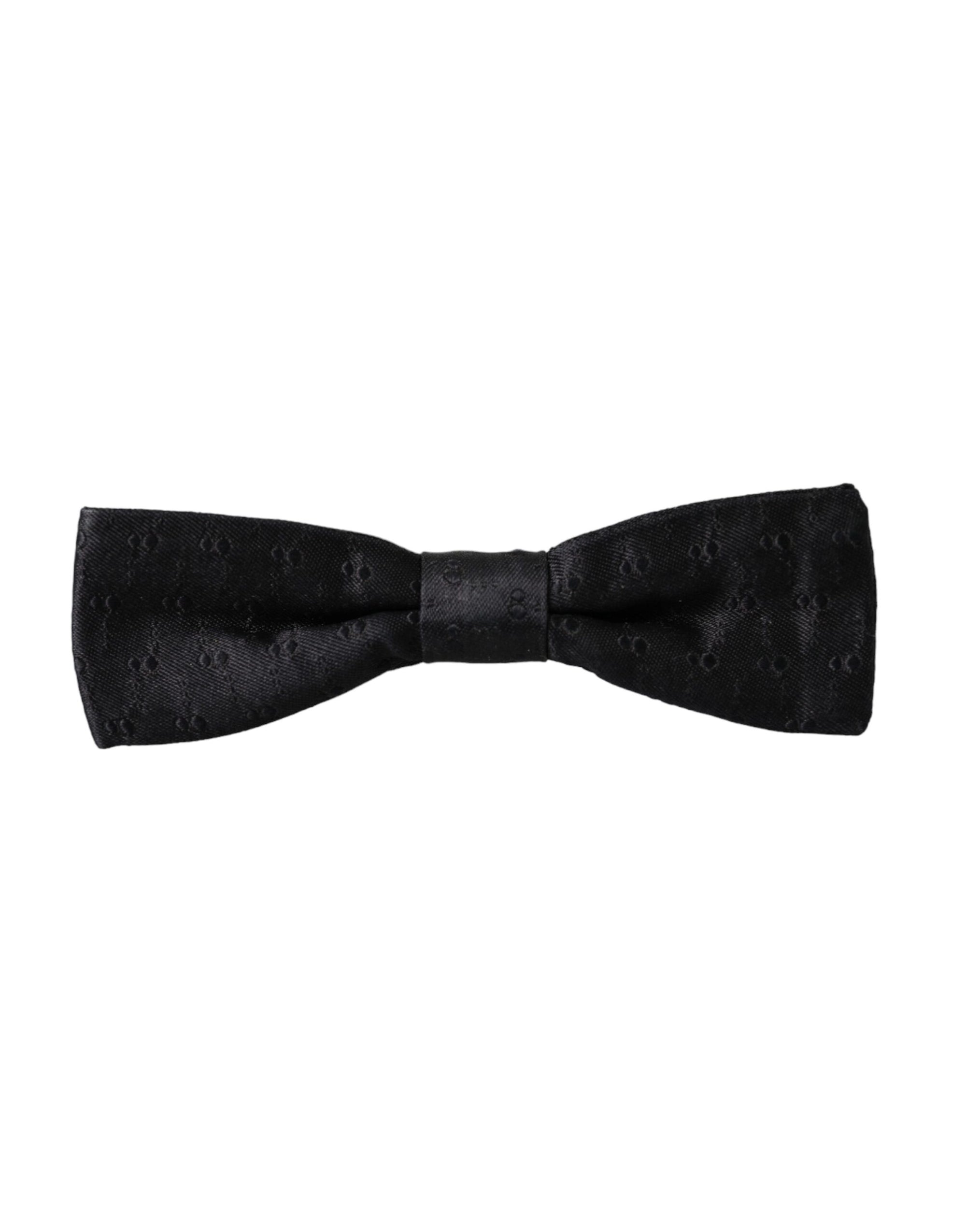 Dolce & Gabbana Black Silk Patterned Adjustable Neck Men Bow Tie - Maison Luxe