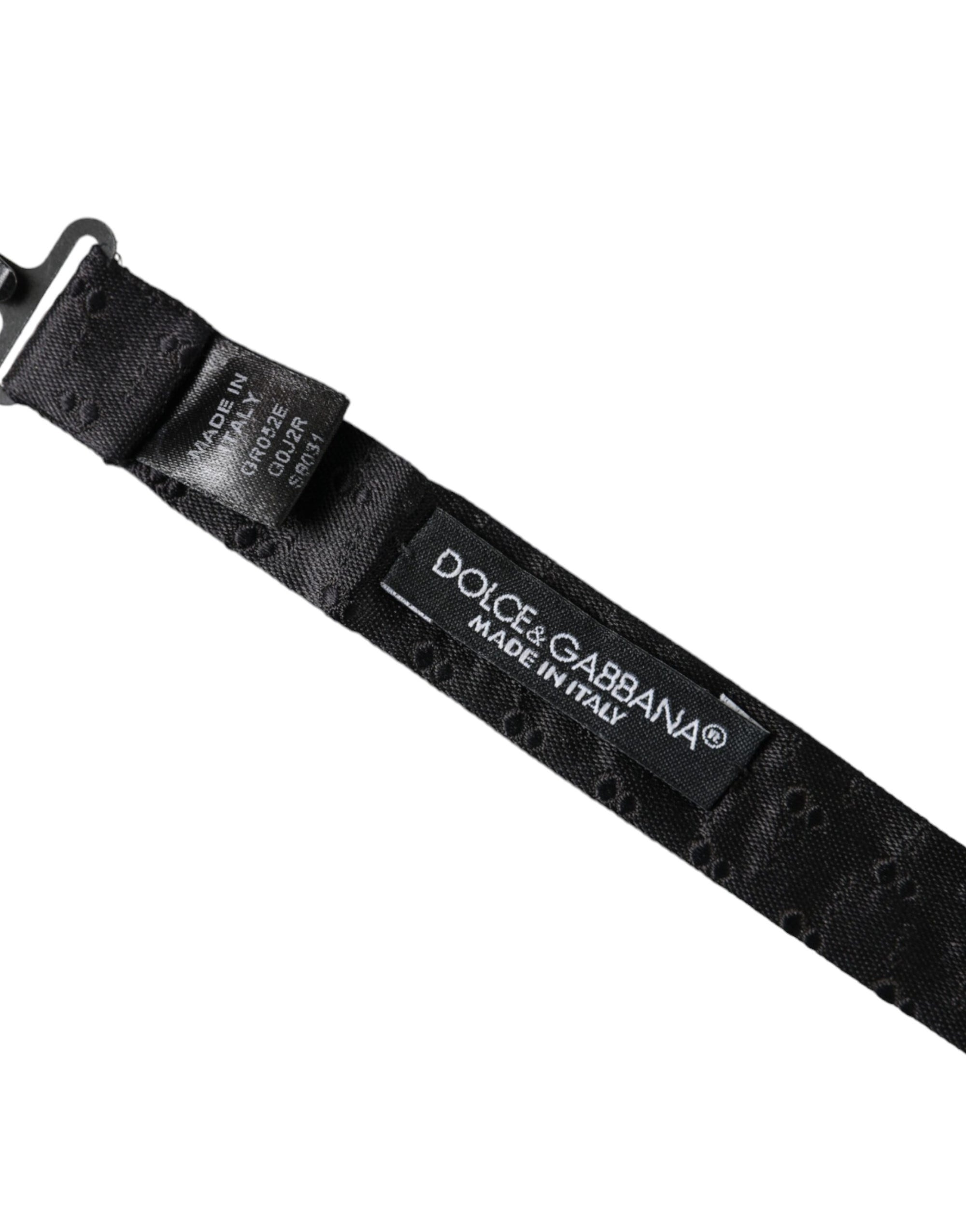 Dolce & Gabbana Black Silk Patterned Adjustable Neck Men Bow Tie - Maison Luxe