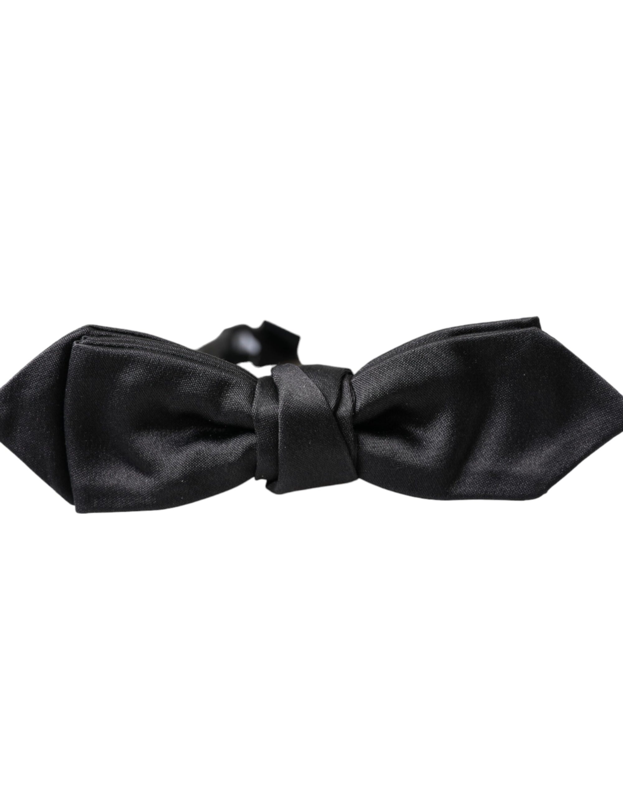 Dolce & Gabbana Black Satin Silk Adjustable Neck Men Bow Tie - Maison Luxe