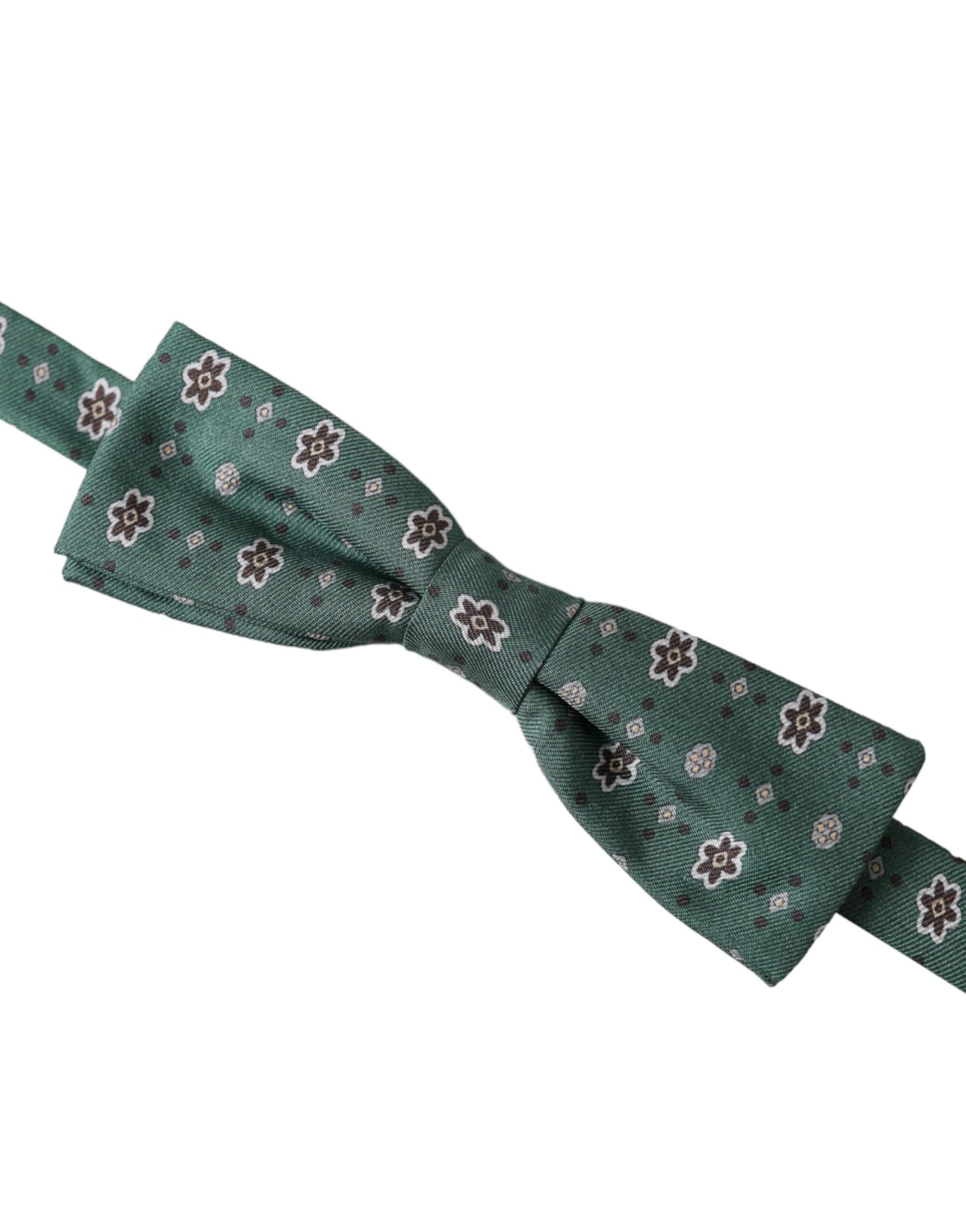 Dolce & Gabbana Mint Green Floral Adjustable Neck Men Bow Tie - Maison Luxe