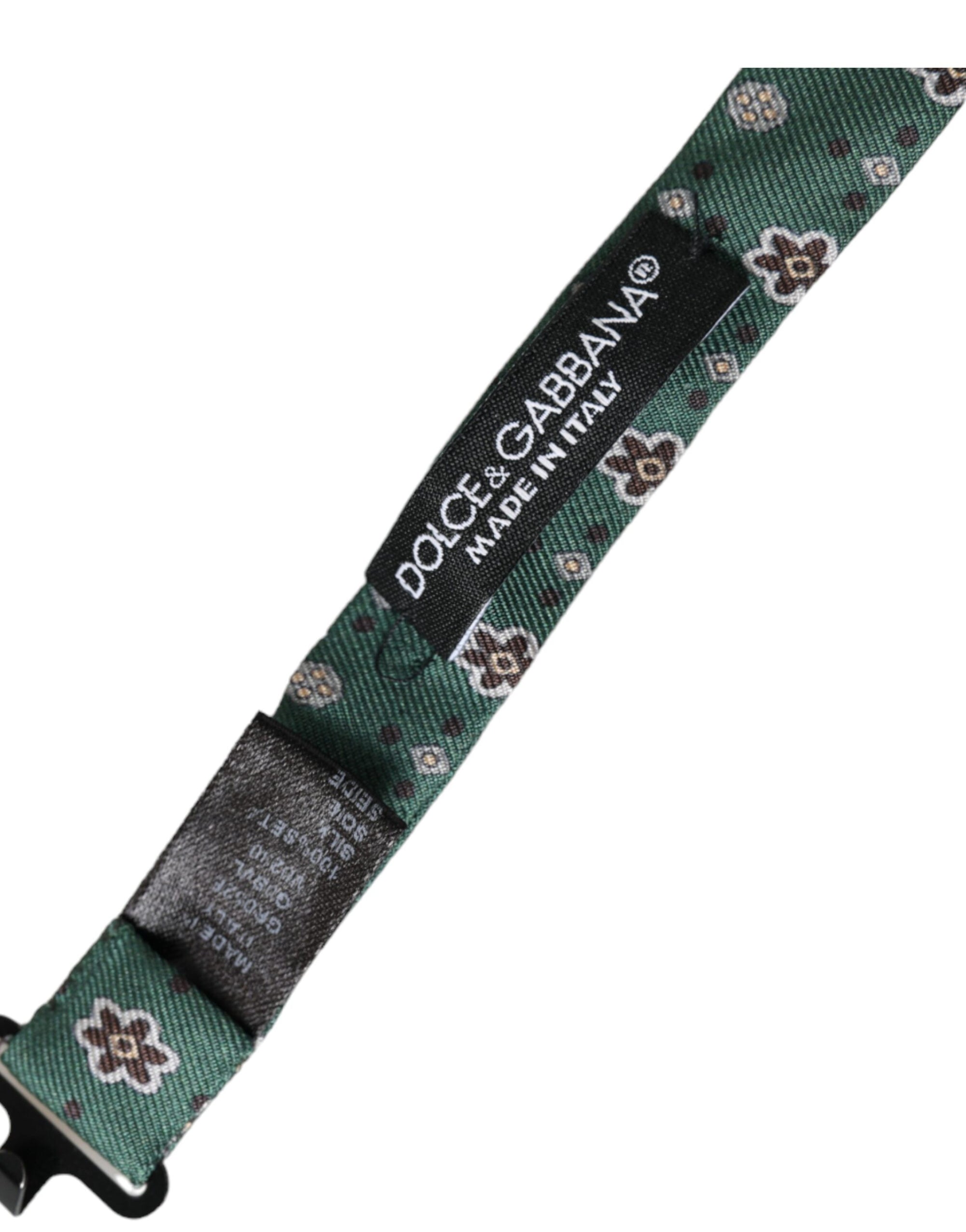 Dolce & Gabbana Mint Green Floral Adjustable Neck Men Bow Tie - Maison Luxe