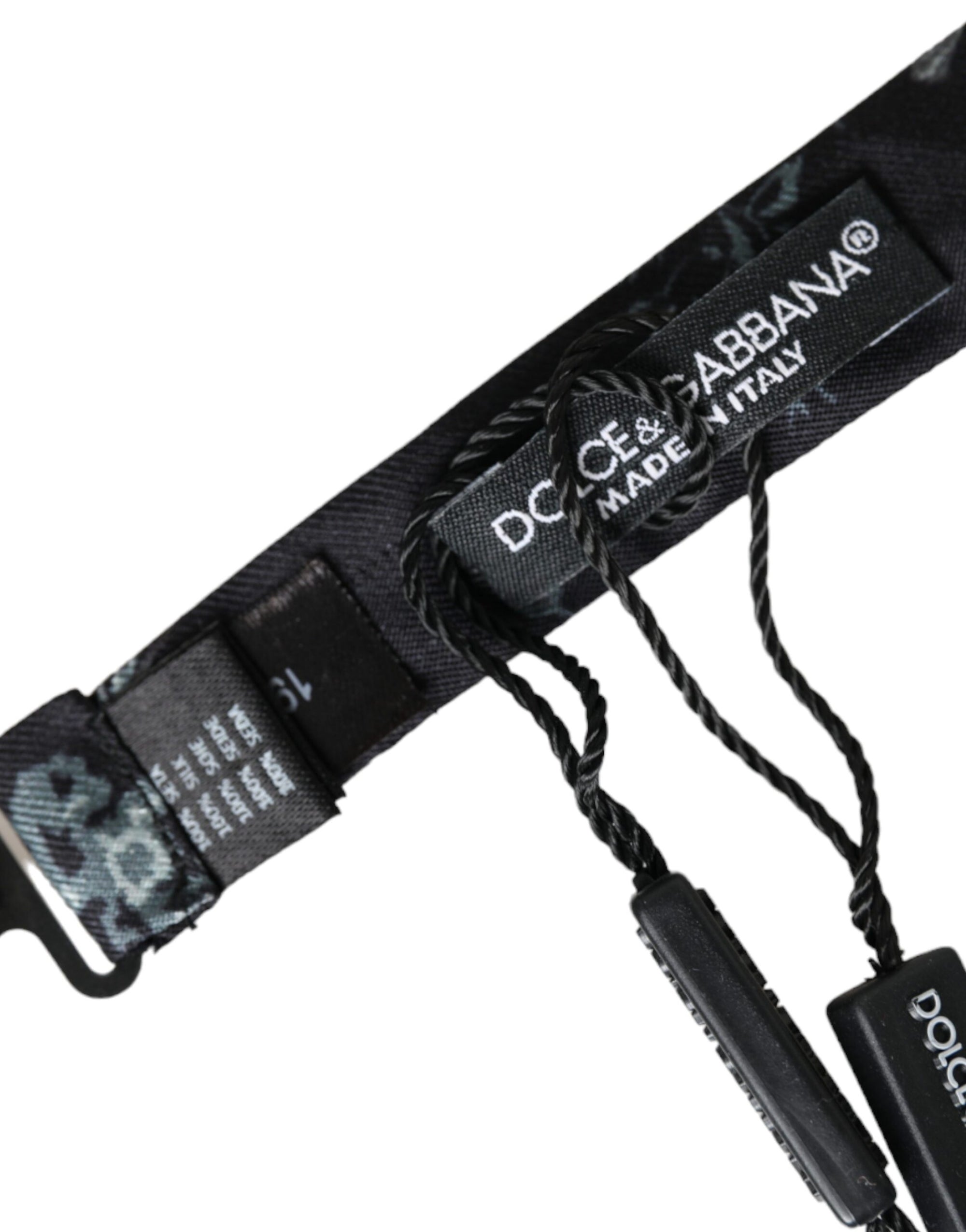 Dolce & Gabbana Black Floral Silk Adjustable Neck Men Bow Tie - Maison Luxe