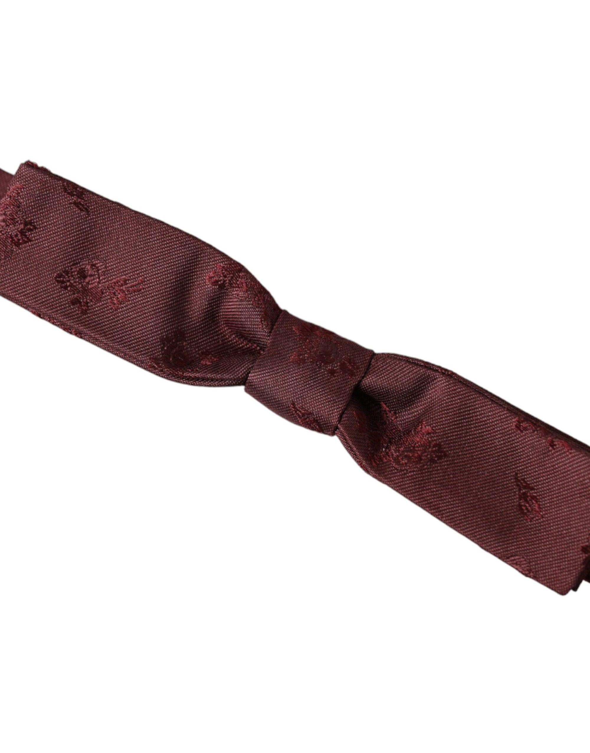 Dolce & Gabbana Maroon Floral Silk Adjustable Neck Men Bow Tie - Maison Luxe