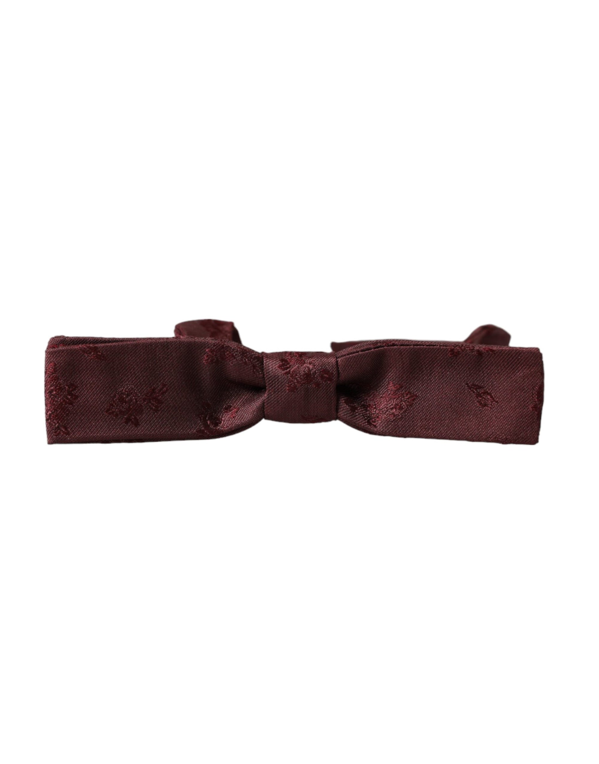 Dolce & Gabbana Maroon Floral Silk Adjustable Neck Men Bow Tie - Maison Luxe