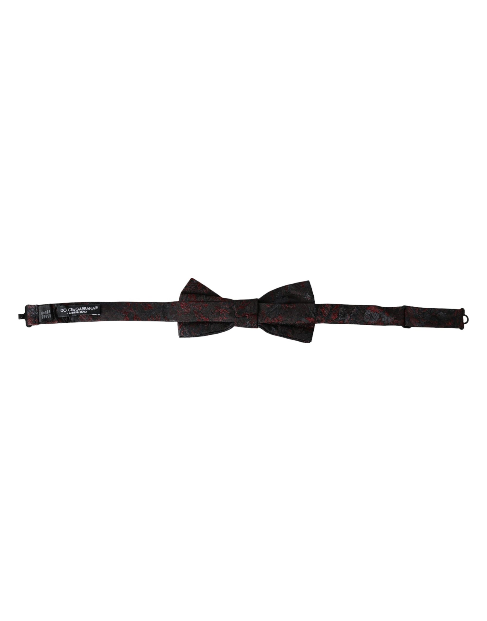 Dolce & Gabbana Red Black Floral Adjustable Neck Men Bow Tie - Maison Luxe