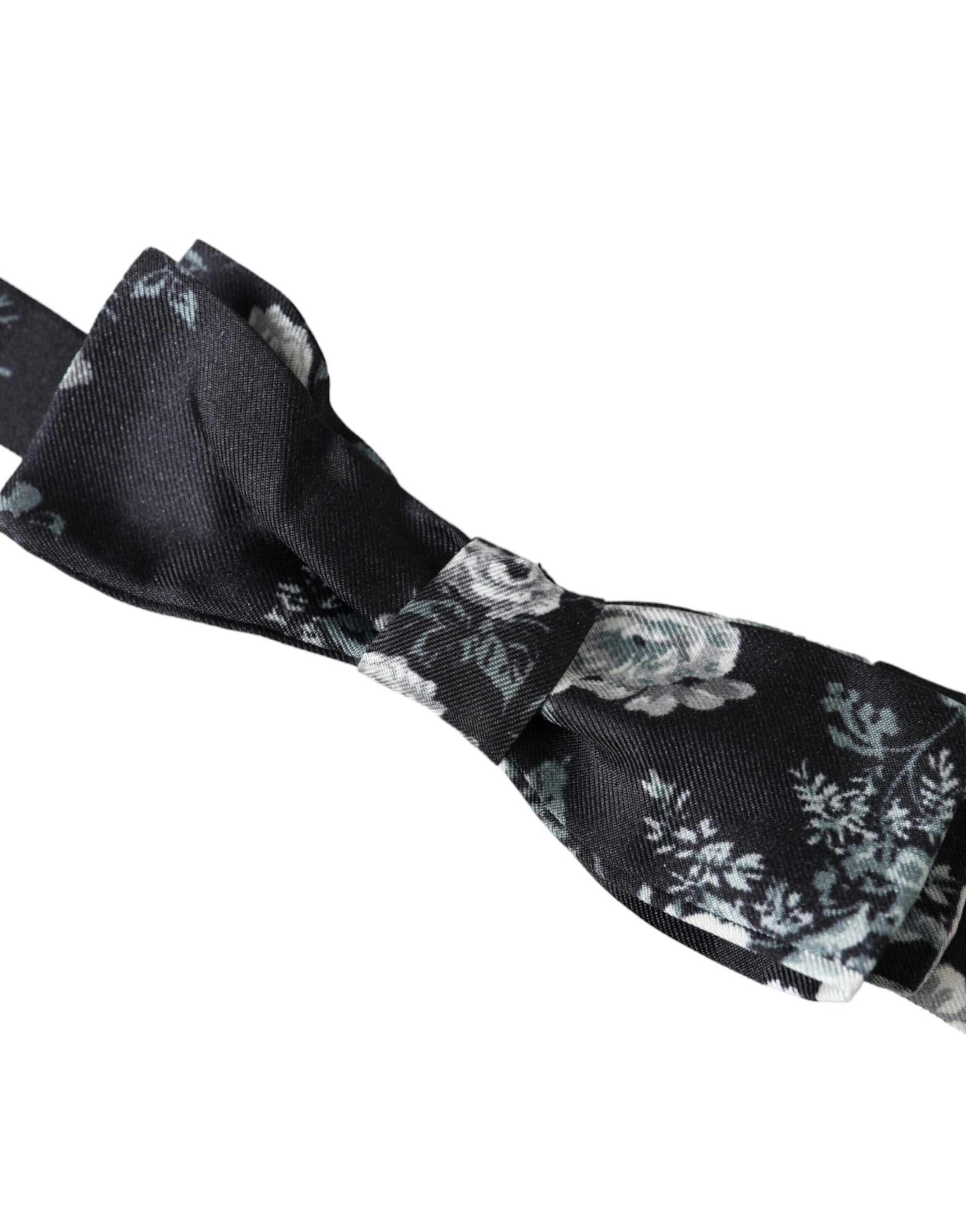Dolce & Gabbana Black Floral Fantasy Adjustable Neck Men Bow Tie - Maison Luxe