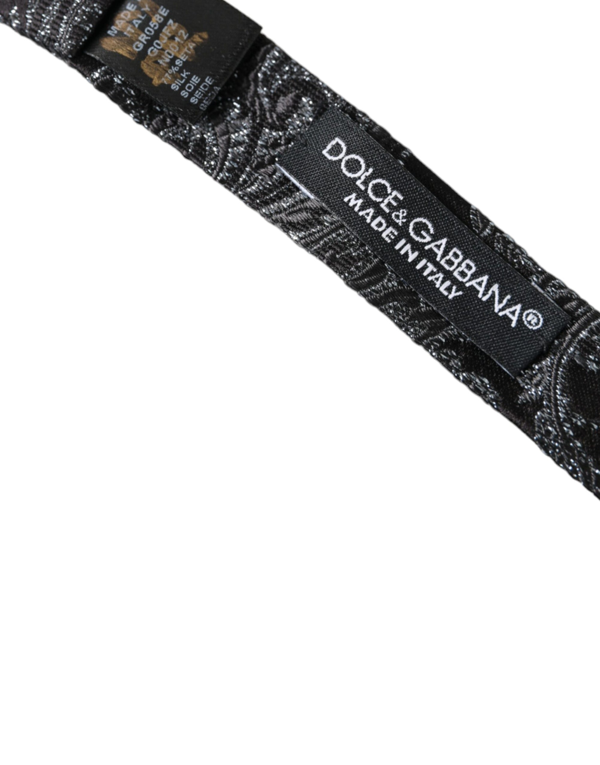 Dolce & Gabbana Black Silk Jacquard Adjustable Neck Men Bow Tie - Maison Luxe