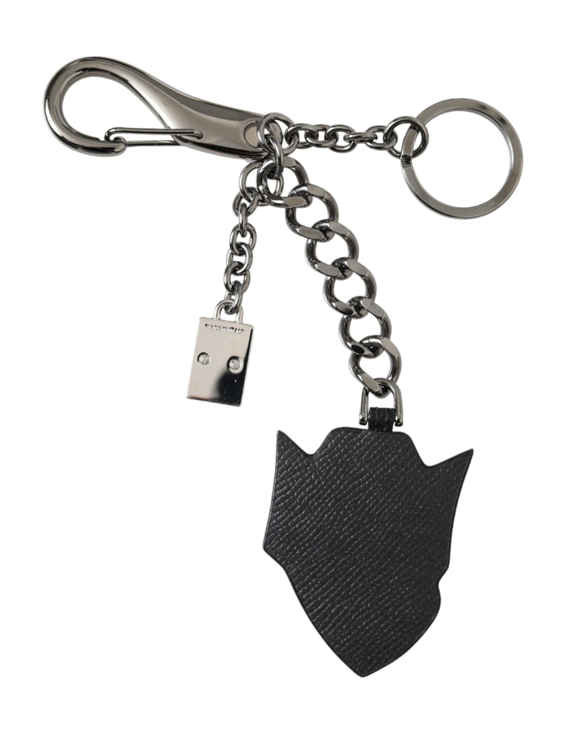 Dolce & Gabbana Black Prince Studs Logo Silver Brass Keychain Keyring - Maison Luxe
