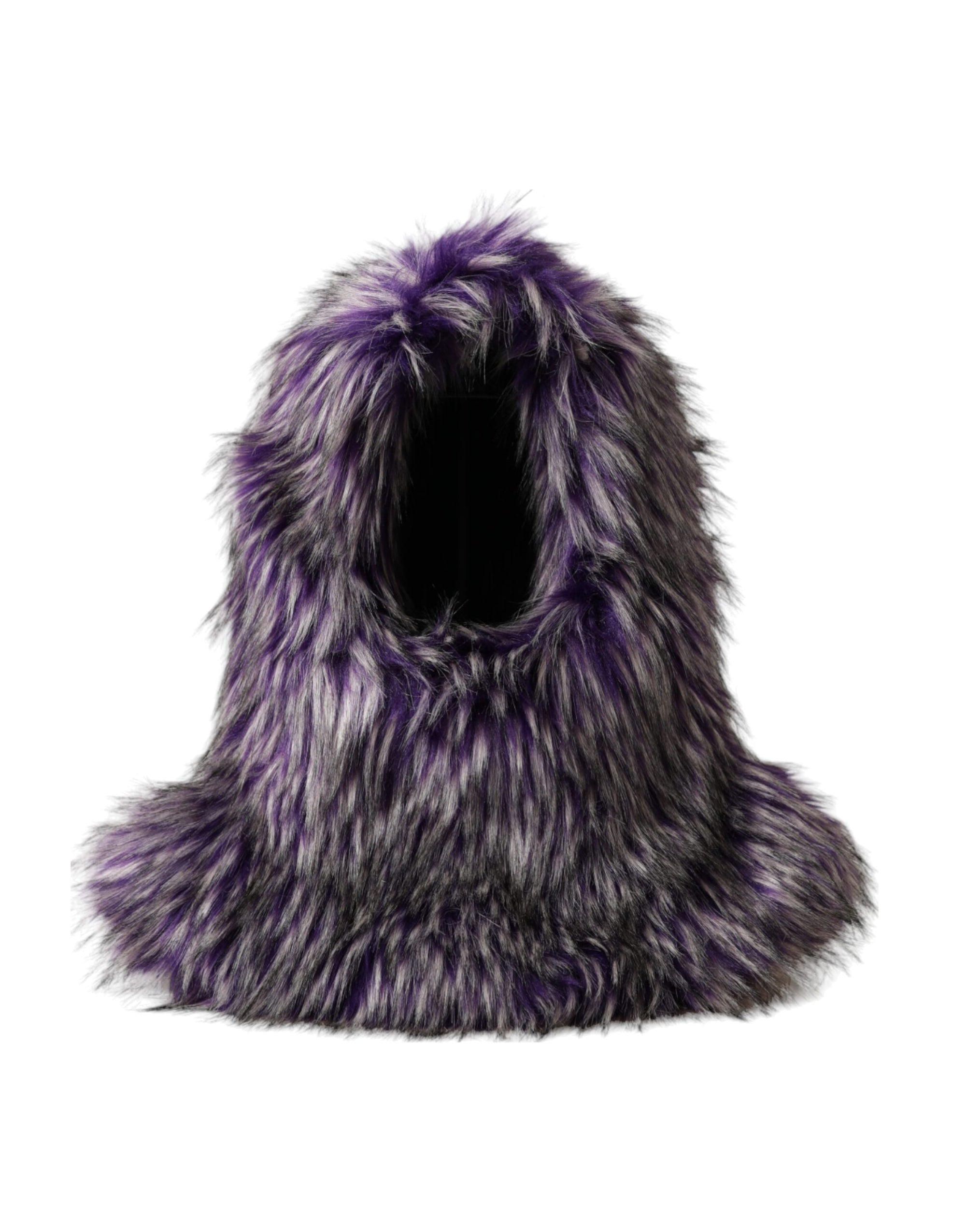 Dolce & Gabbana Purple Faux Fur Whole Head Wrap Hat - Maison Luxe