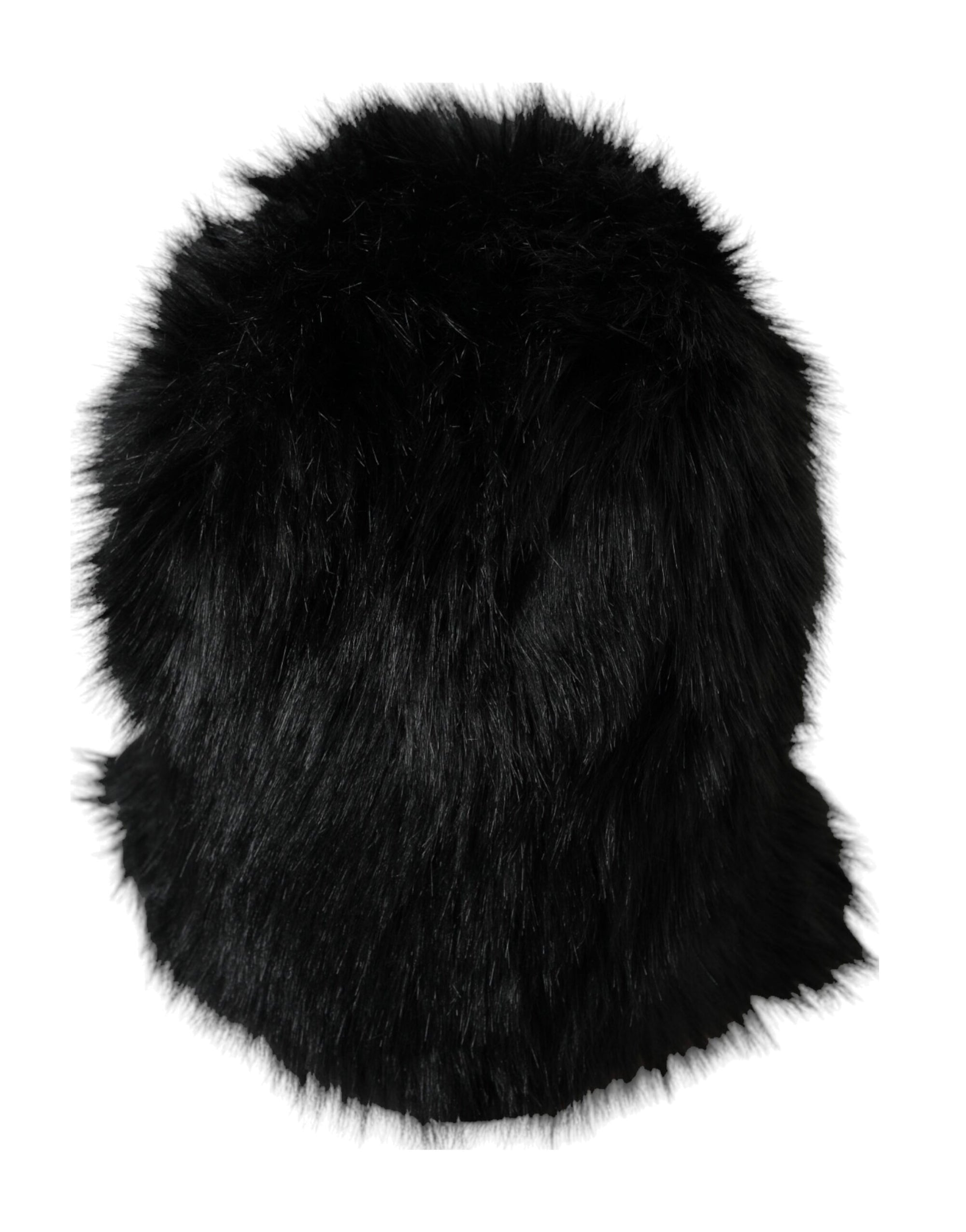 Dolce & Gabbana Black Faux Fur Whole Head Wrap Hat - Maison Luxe