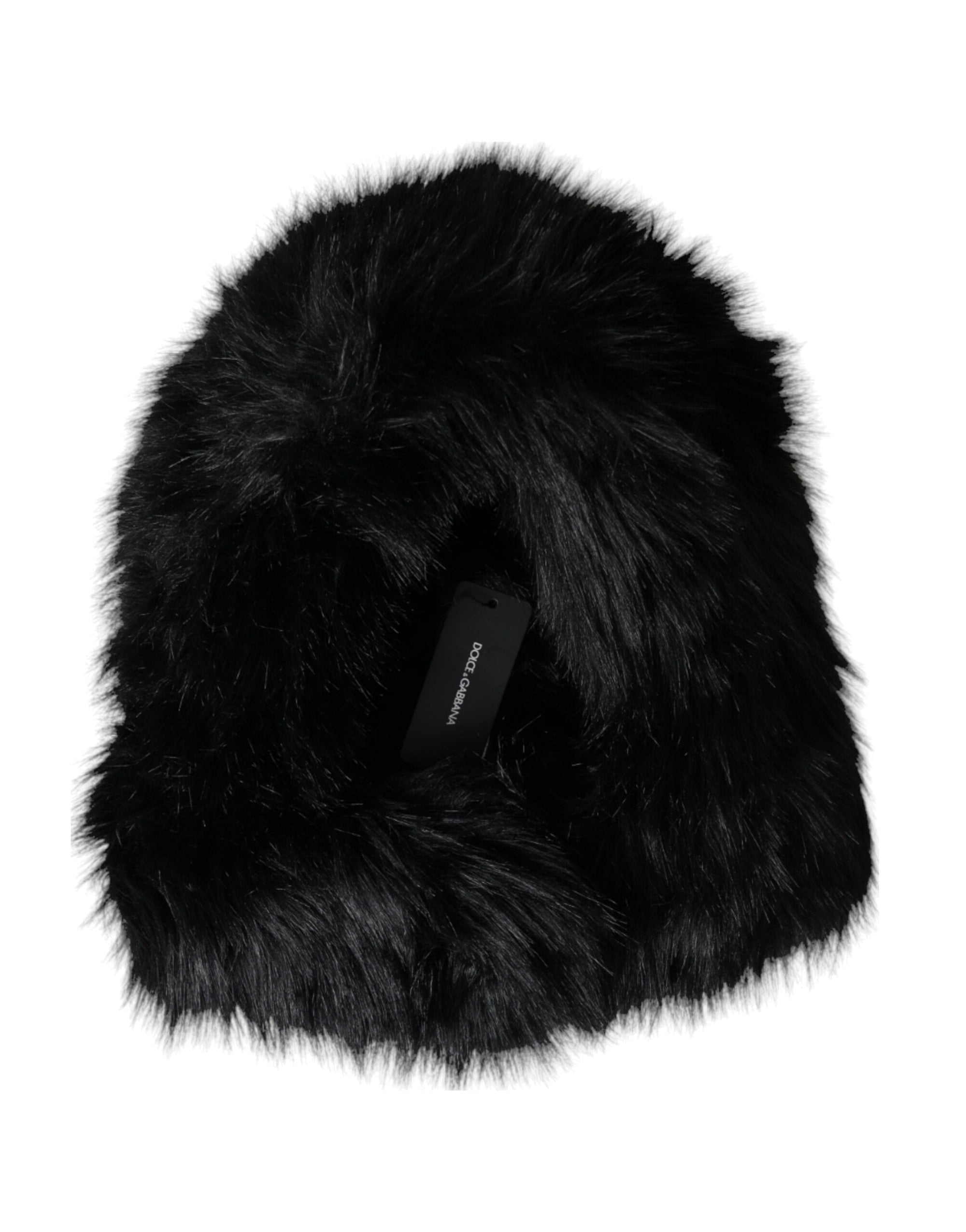 Dolce & Gabbana Black Faux Fur Whole Head Wrap Hat - Maison Luxe
