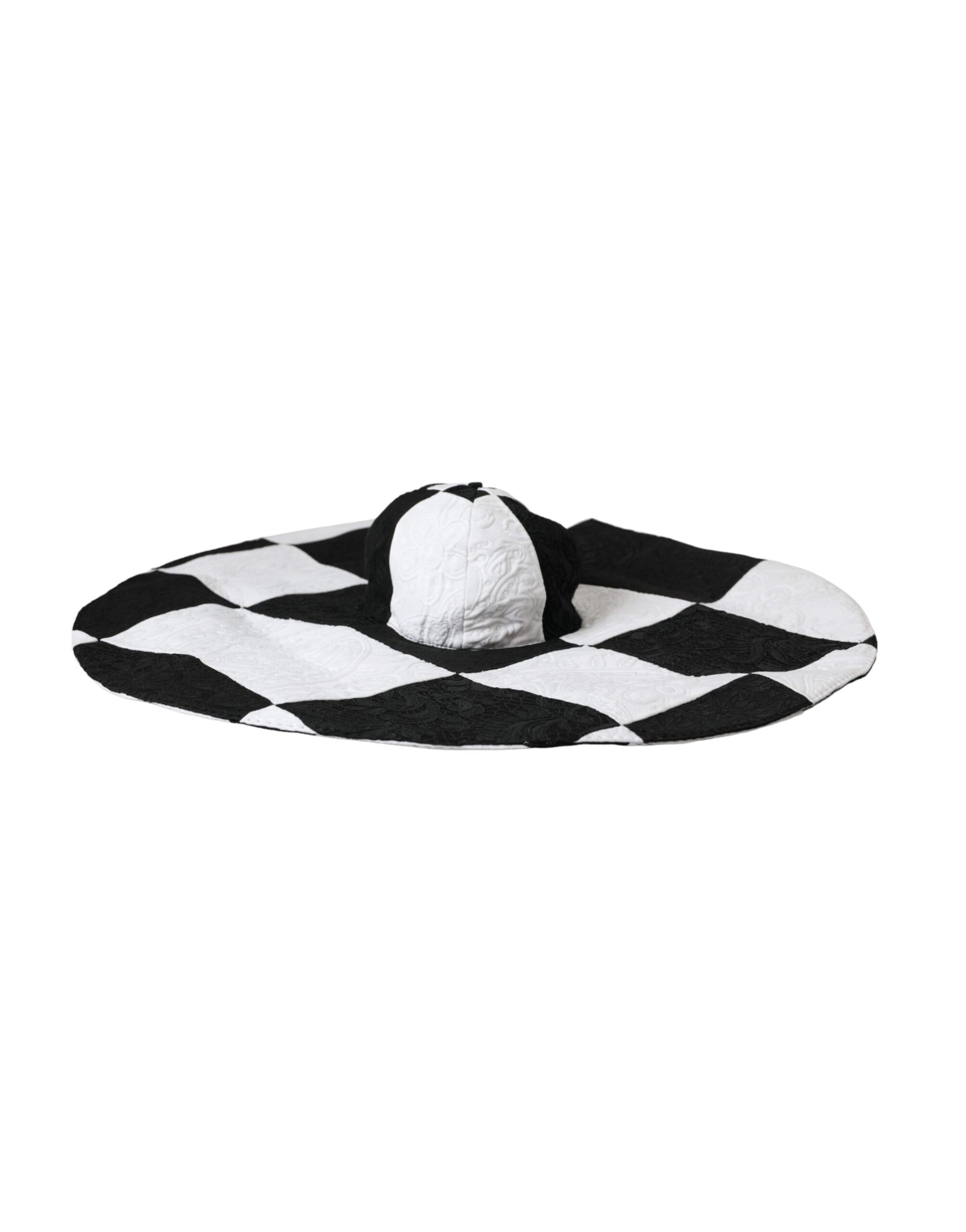 Dolce & Gabbana Black White Checkered Wide Brim Floppy Hat - Maison Luxe