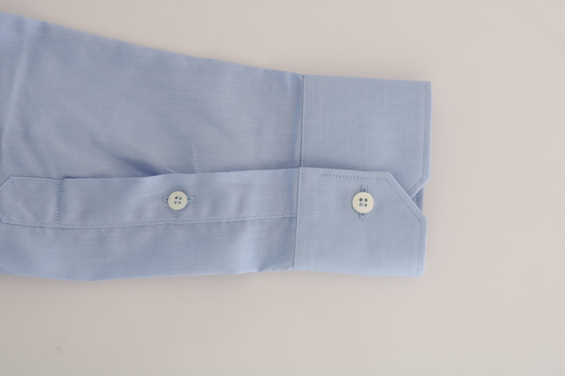 Cavalli Light Blue Cotton Slim Fit Dress Shirt