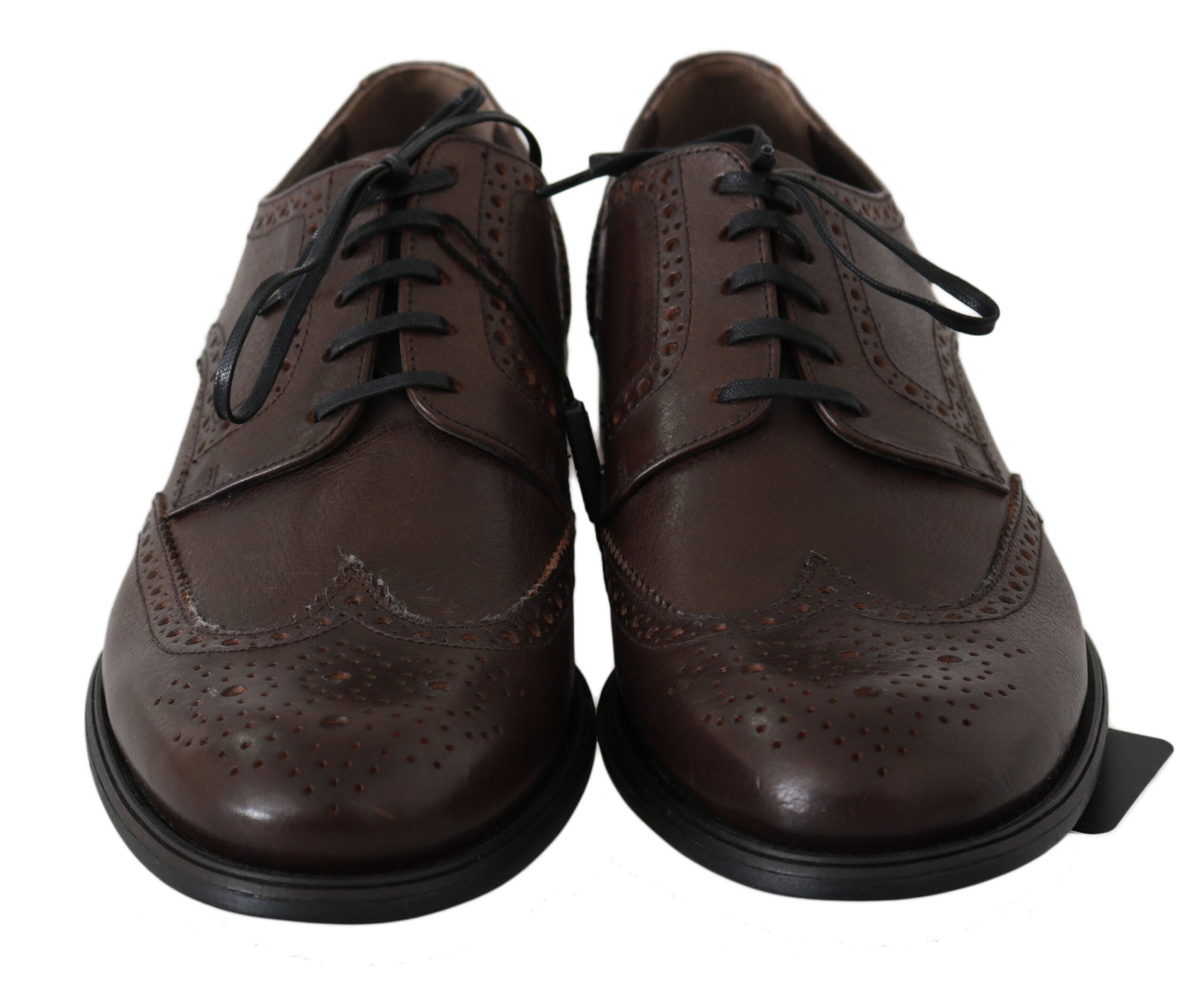 Dolce & Gabbana Brown Leather Brogue Derby Dress Shoes