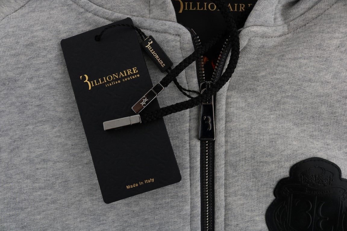 Billionaire Italian Couture Gray Cotton Hooded Sweatsuit