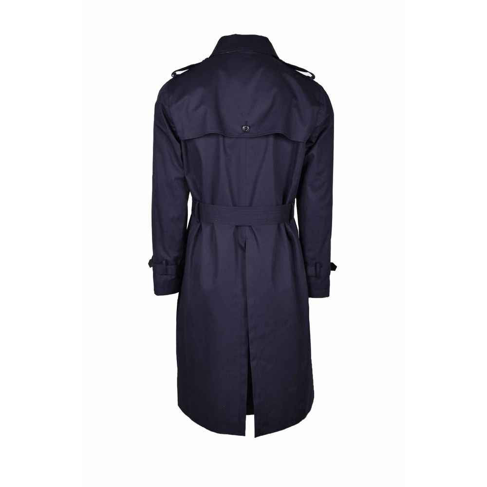 Aquascutum Blue Cotton Men's Trench Coat