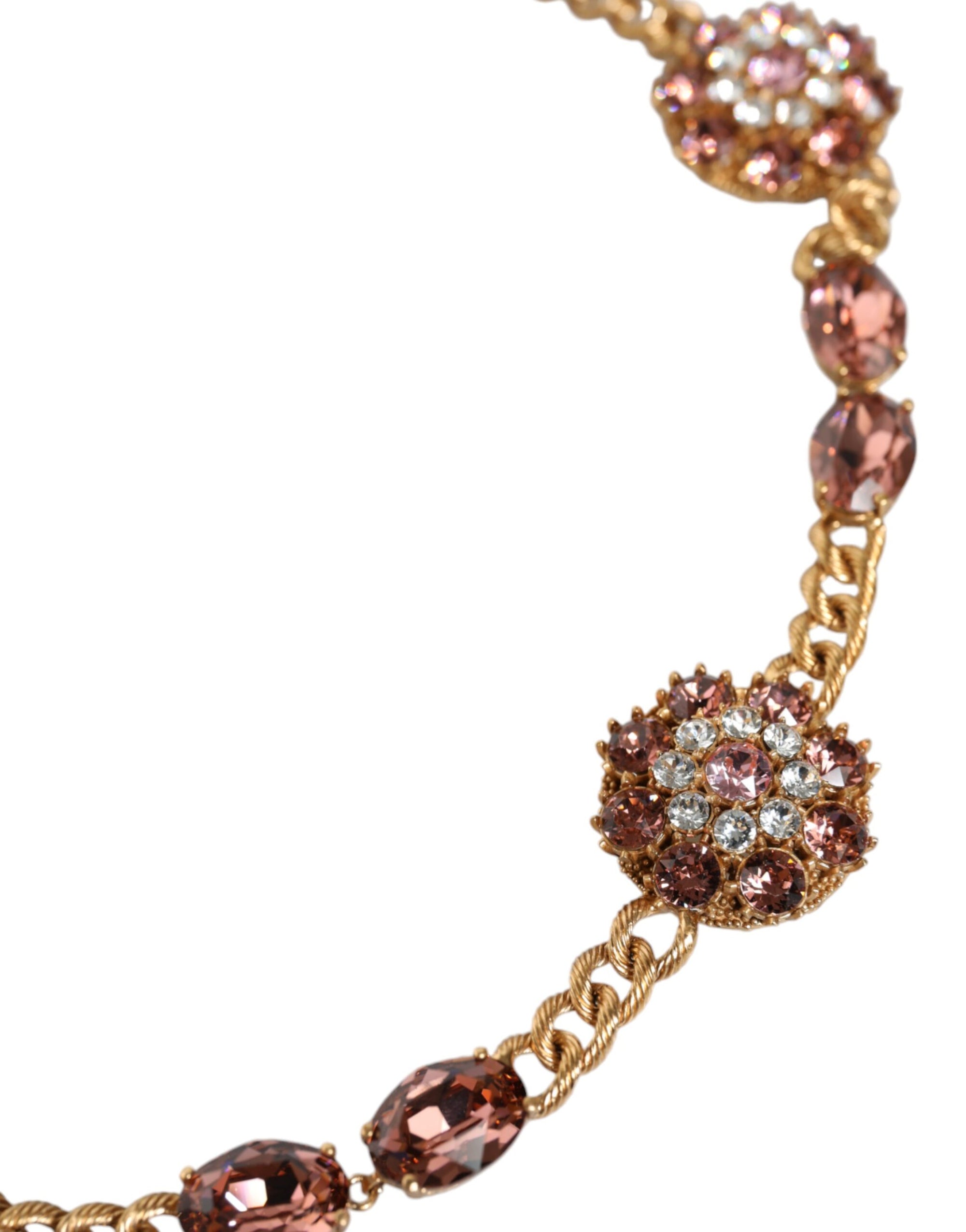 Dolce & Gabbana Gold Tone Brass Crystal Embellished Waist Chain Belt - Maison Luxe