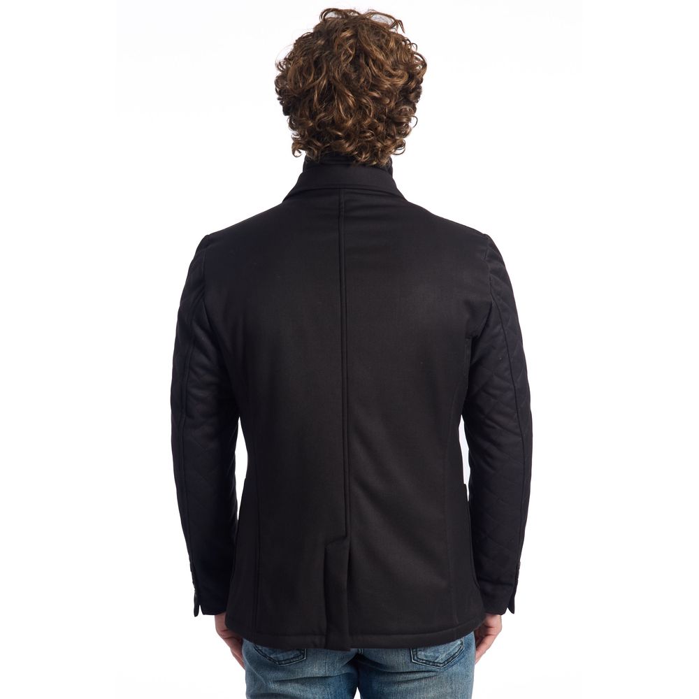 Roberto Pepe Luxury Black Wool Men Jacket