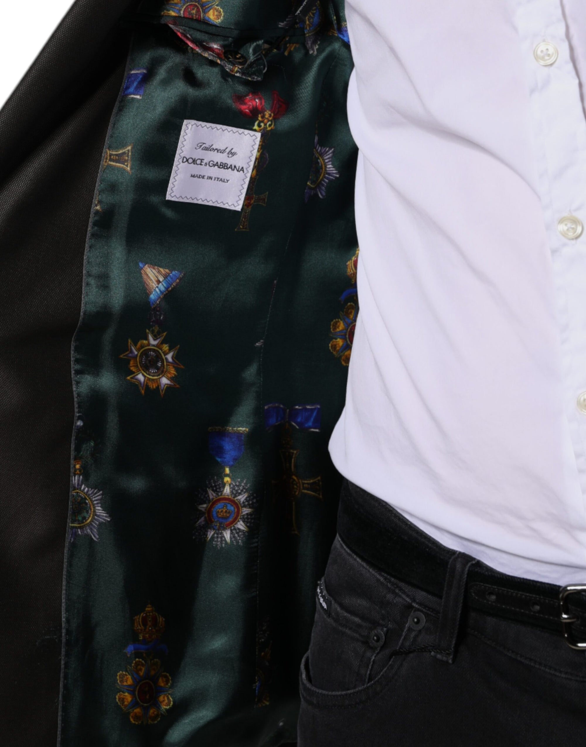 Dolce & Gabbana Blazer Brown Green Bee Wool Jacket Coat