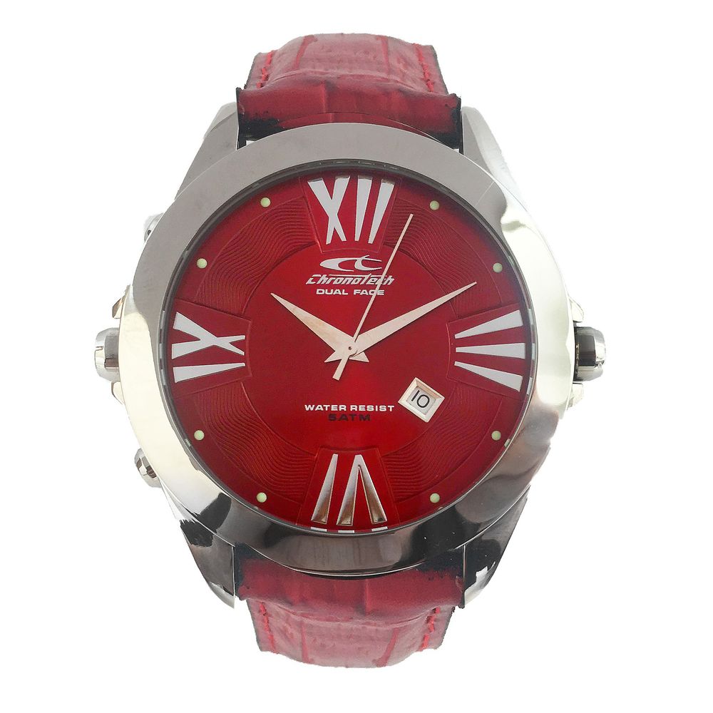 Chronotech Black Leather Dress Watch