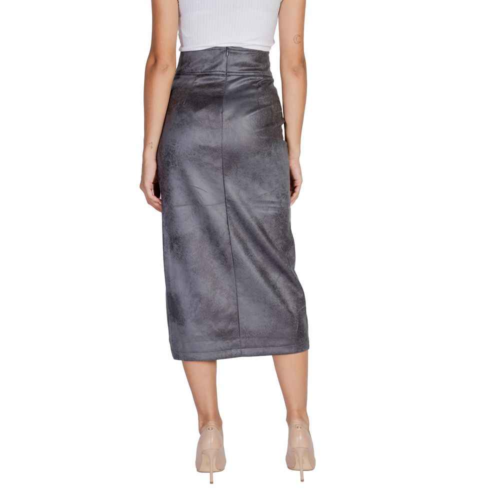 Only Gray Artificial Leather Skirt